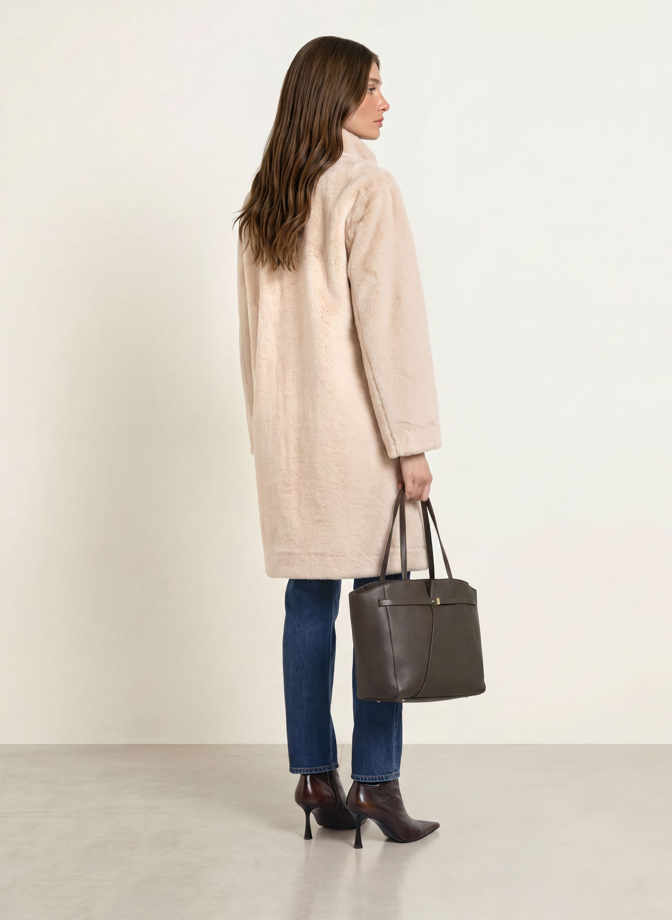 BOSS Kunstbont-Mantel CITEDDY: BEIGE