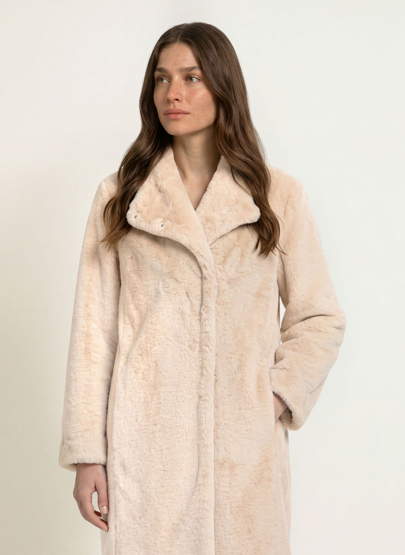 BOSS Kunstbont-Mantel CITEDDY: BEIGE
