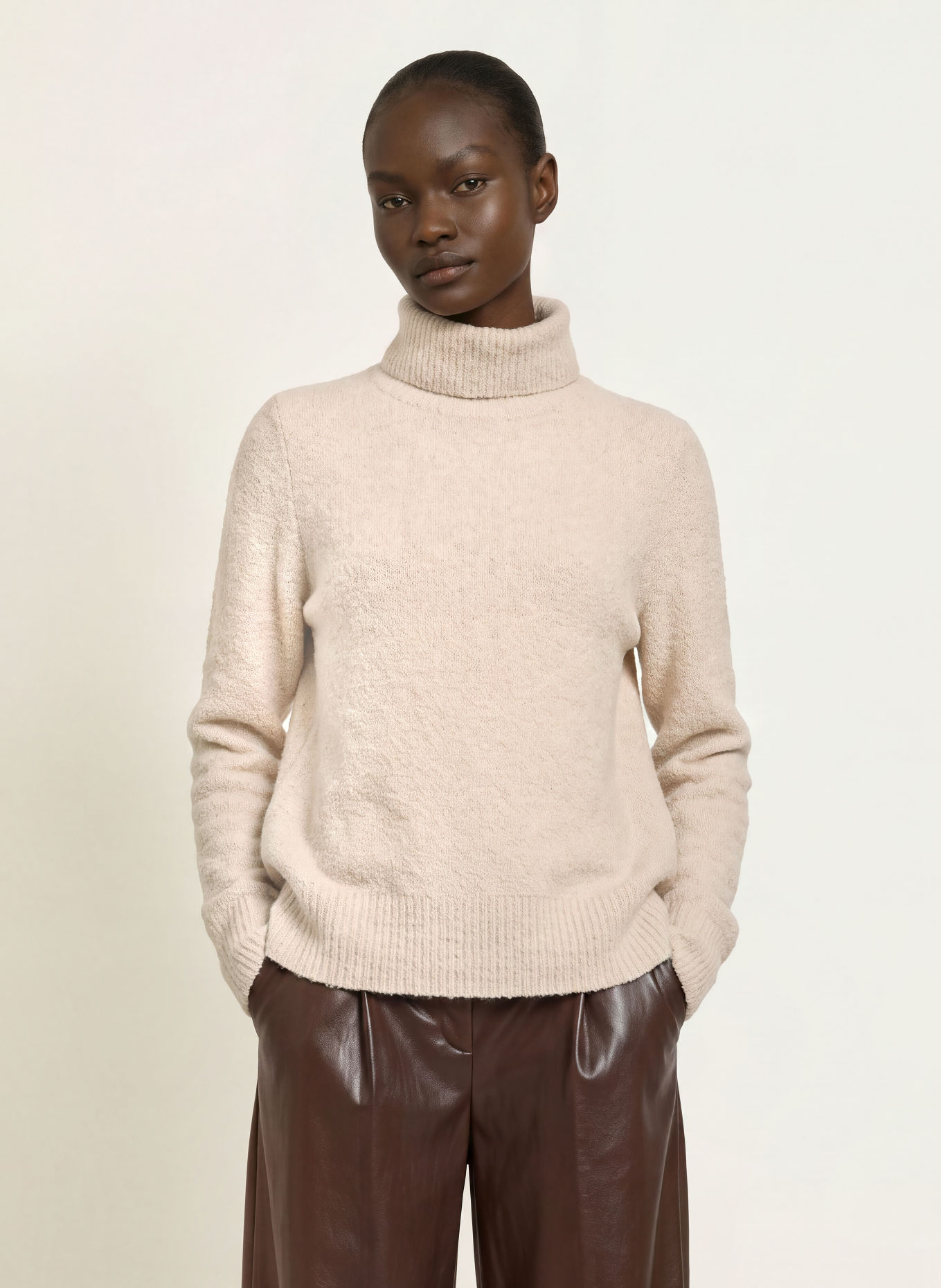 BOSS FUBRINI Turtleneck sweater: BEIGE