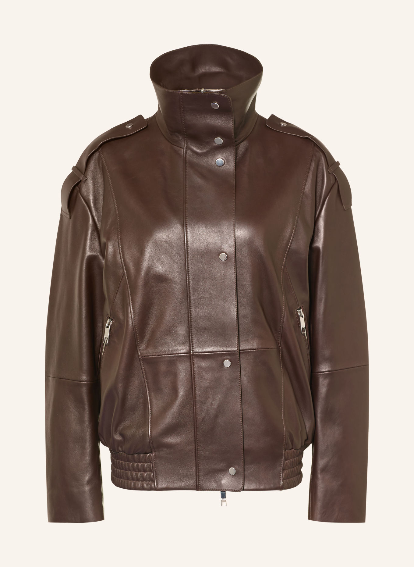 BOSS SAVANI Leather Blouson: DARK BROWN