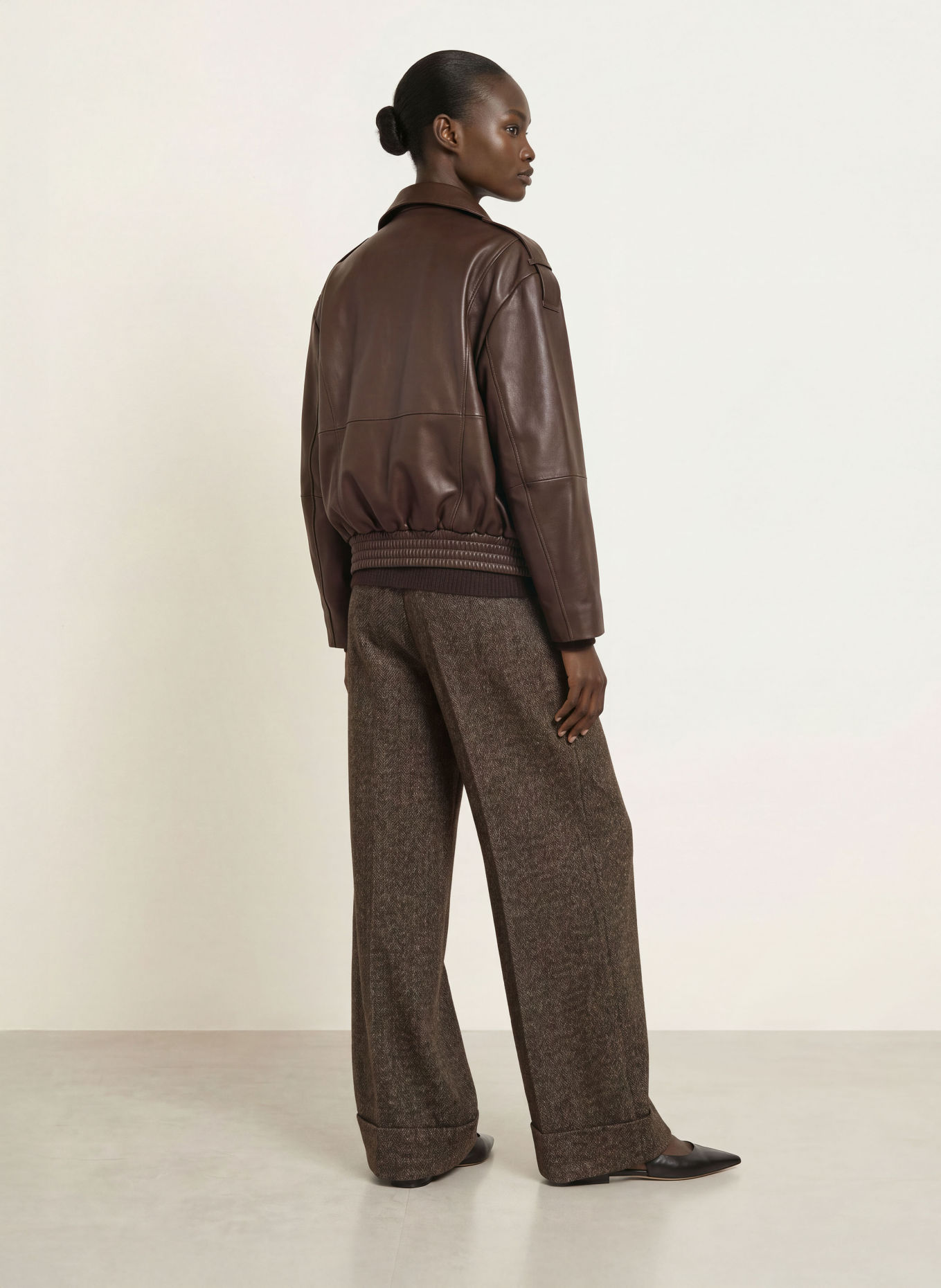 BOSS SAVANI Leather Blouson: DARK BROWN