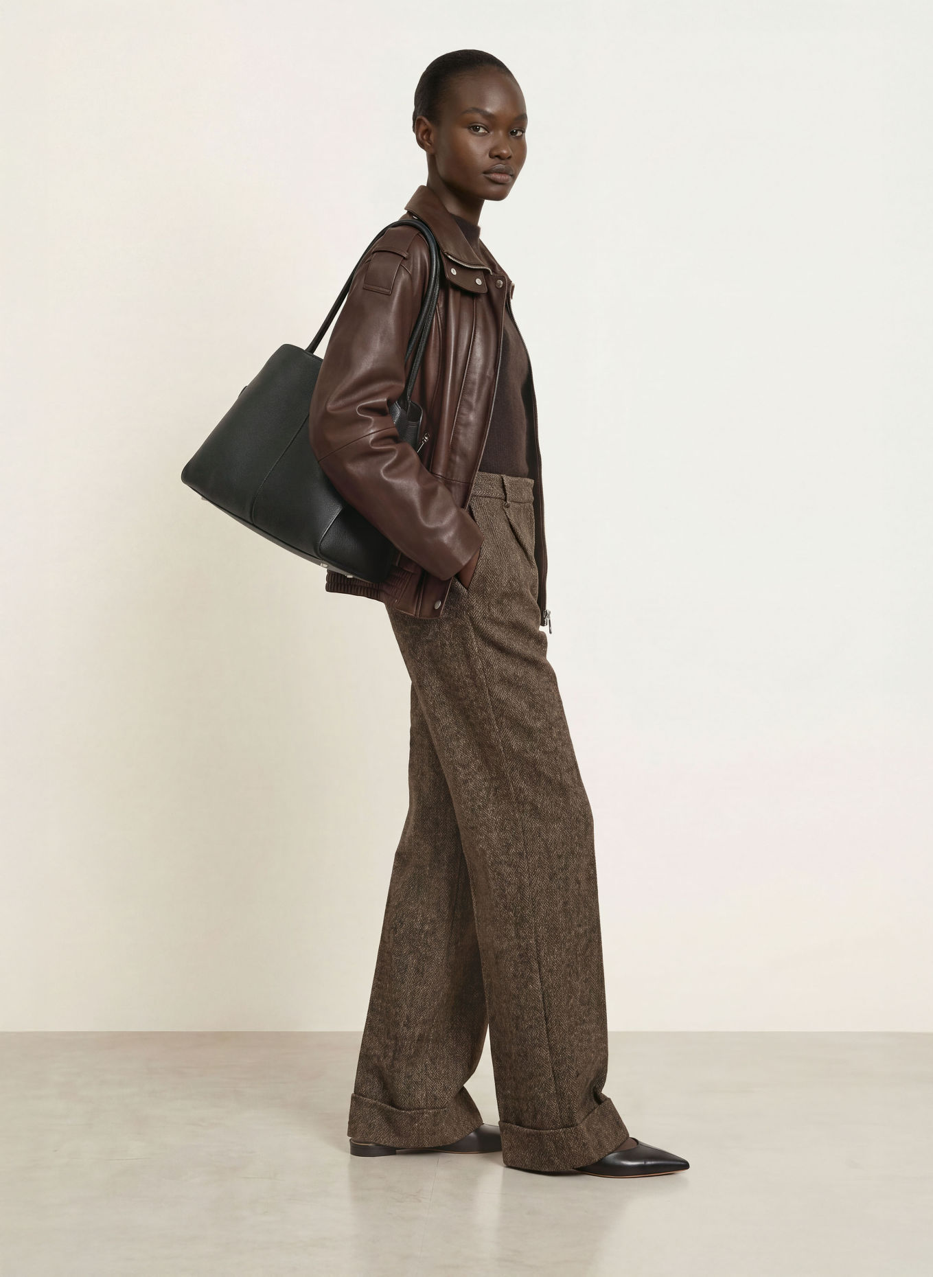BOSS SAVANI Leather Blouson: DARK BROWN