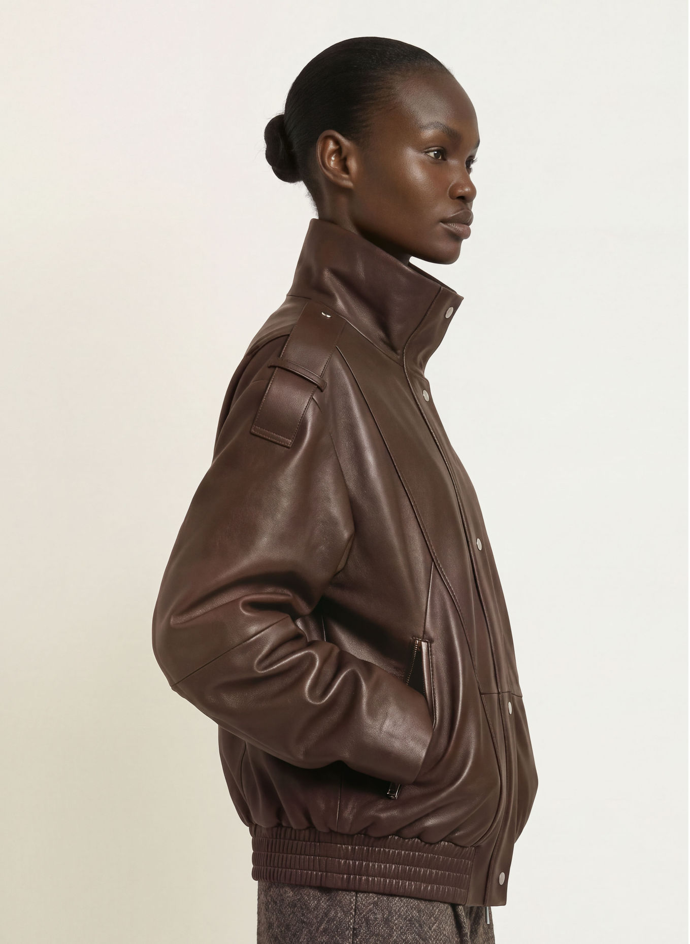 BOSS SAVANI Leather Blouson: DARK BROWN