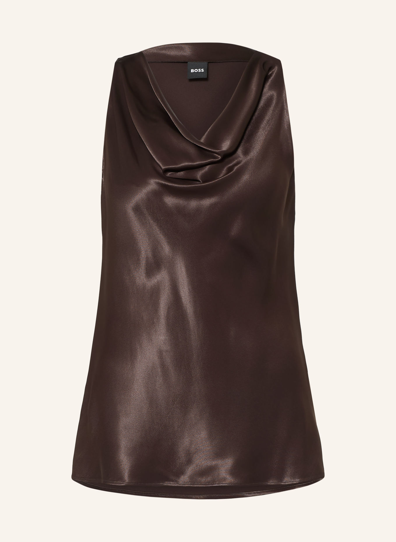 BOSS BOUANA Satin Blouse Top: DARK BROWN