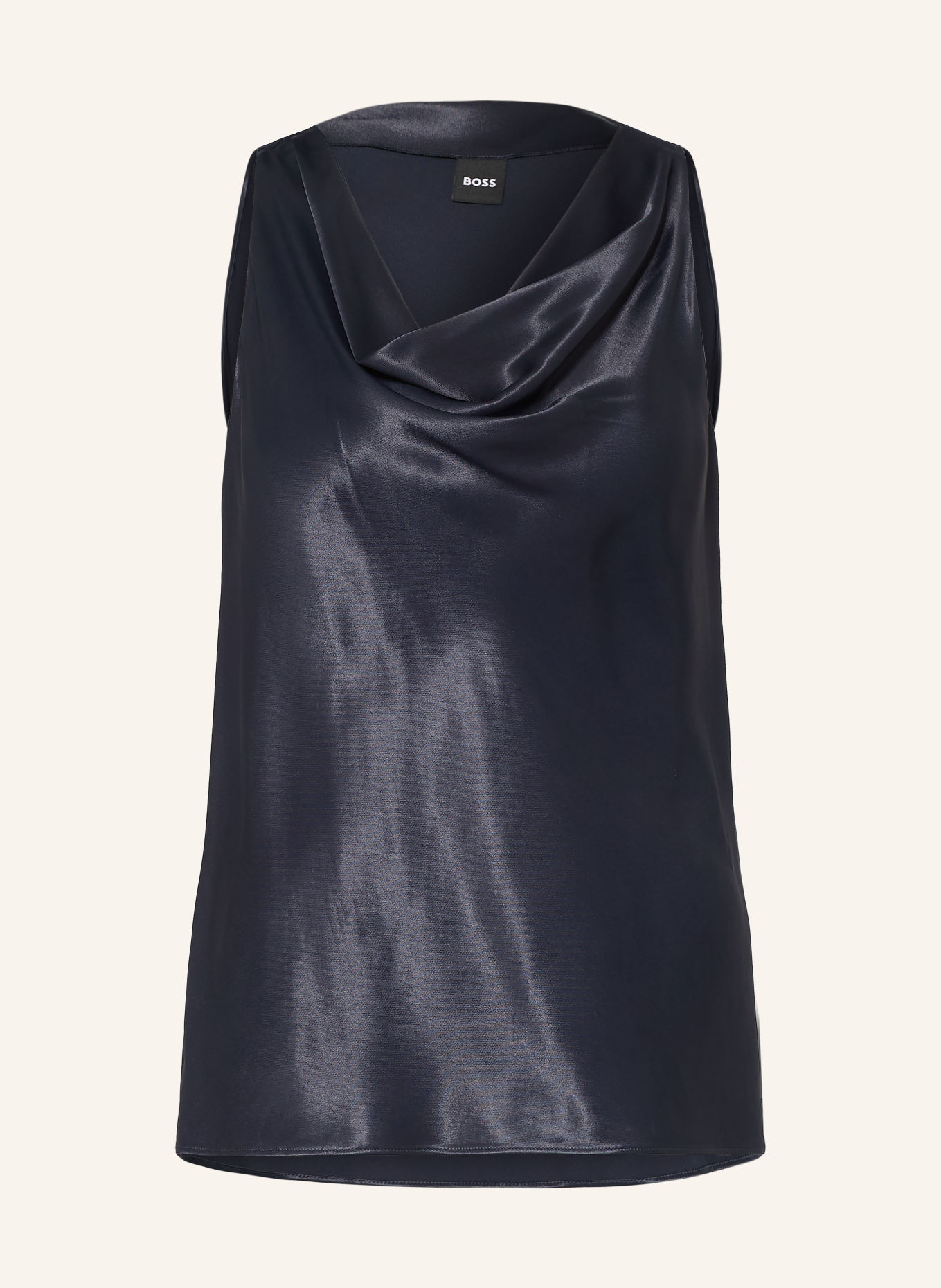 BOSS BOUANA Satin Blouse Top: DARK BLUE