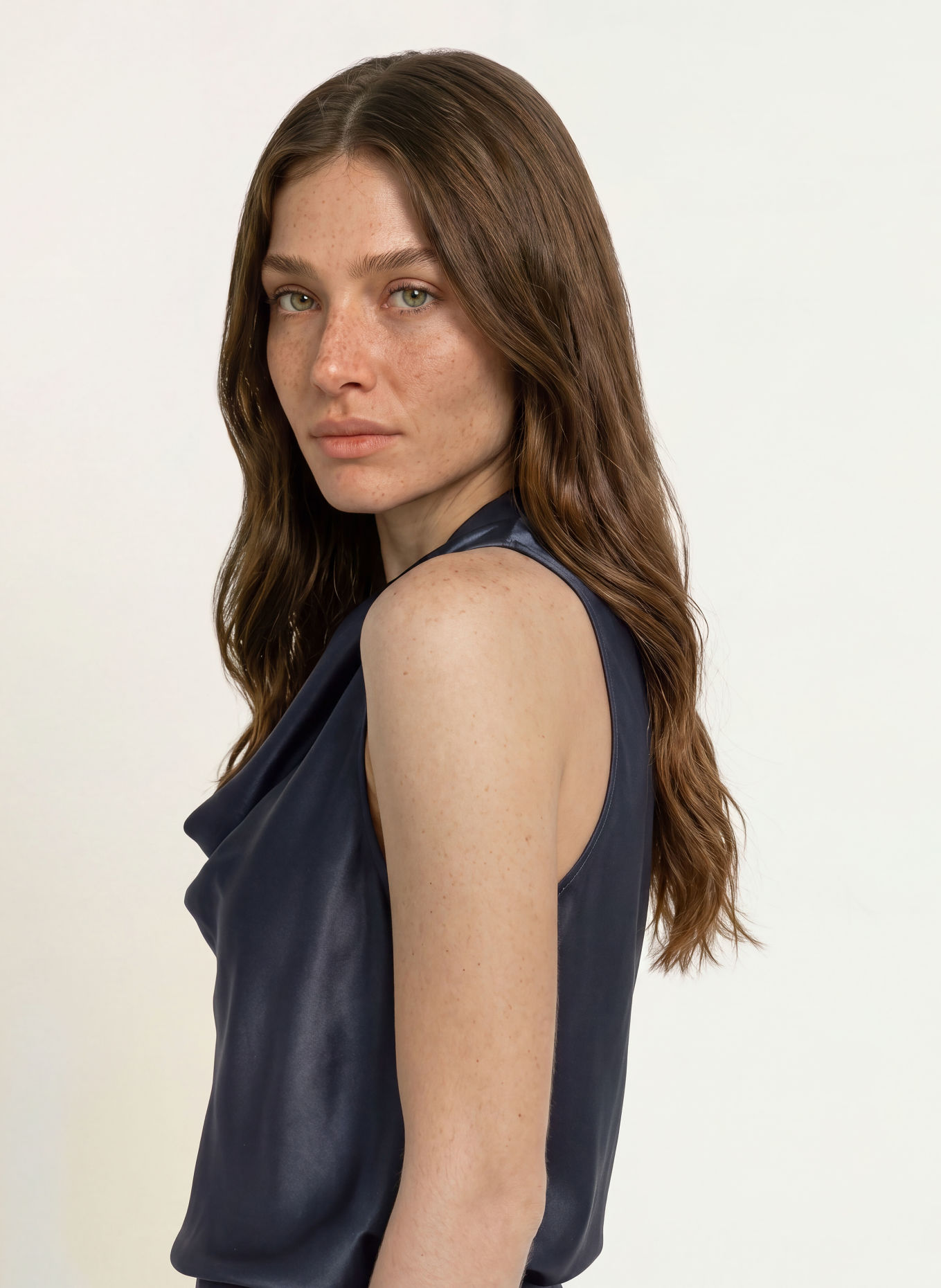 BOSS BOUANA Satin Blouse Top: DARK BLUE