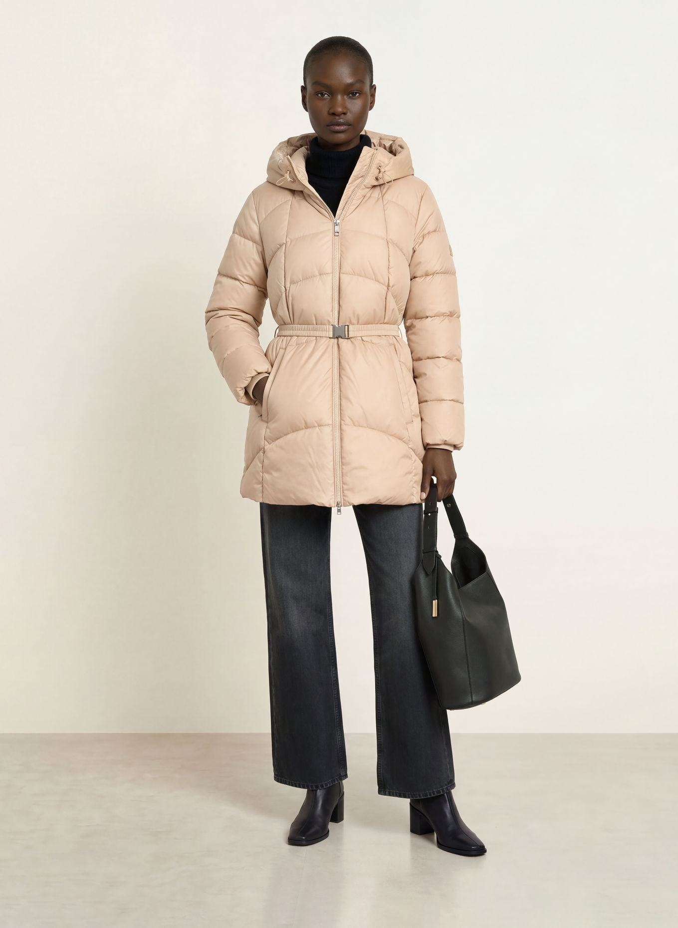 BOSS PEPULA Quilted Coat: BEIGE