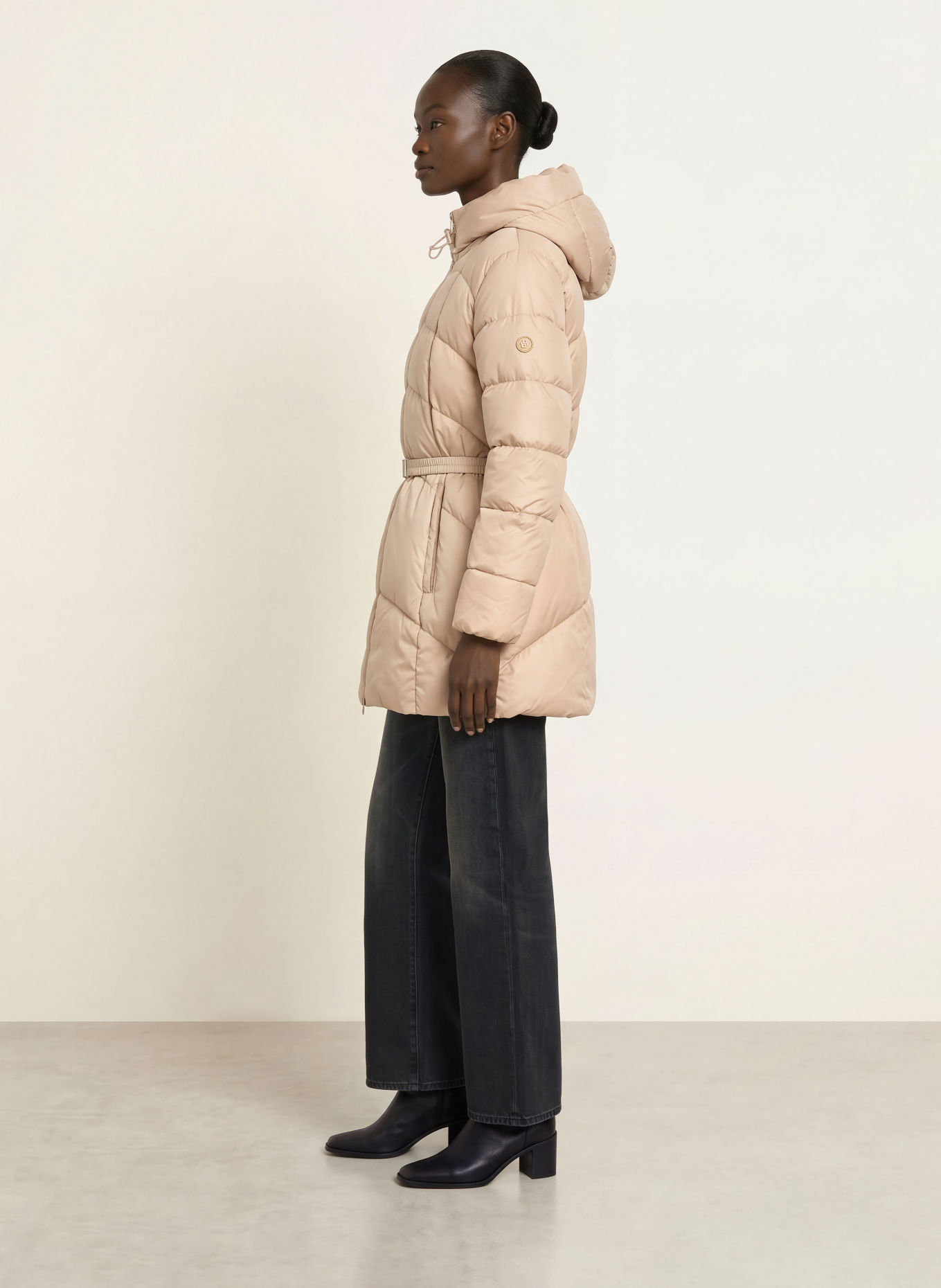 BOSS PEPULA Quilted Coat: BEIGE