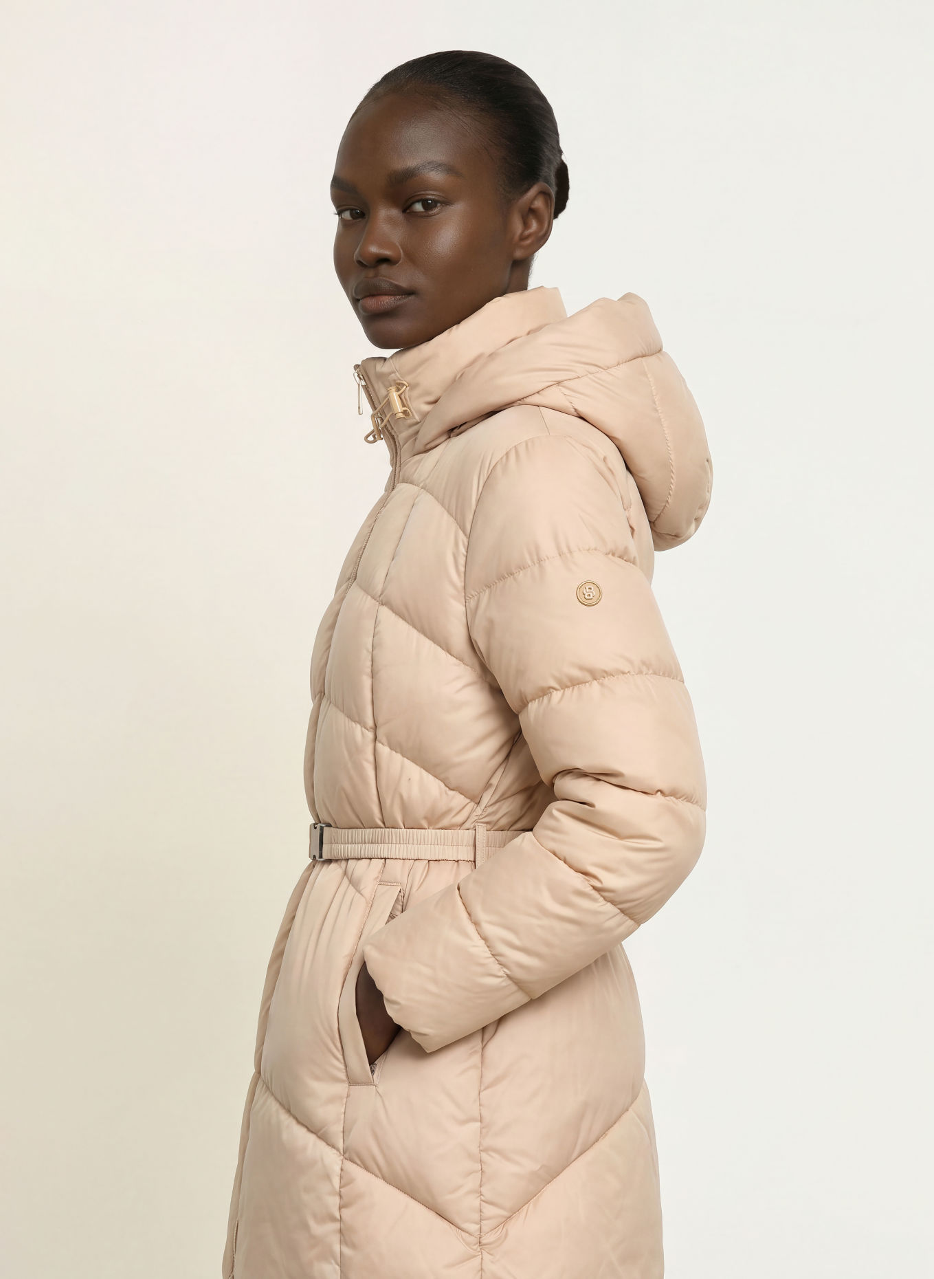 BOSS PEPULA Quilted Coat: BEIGE