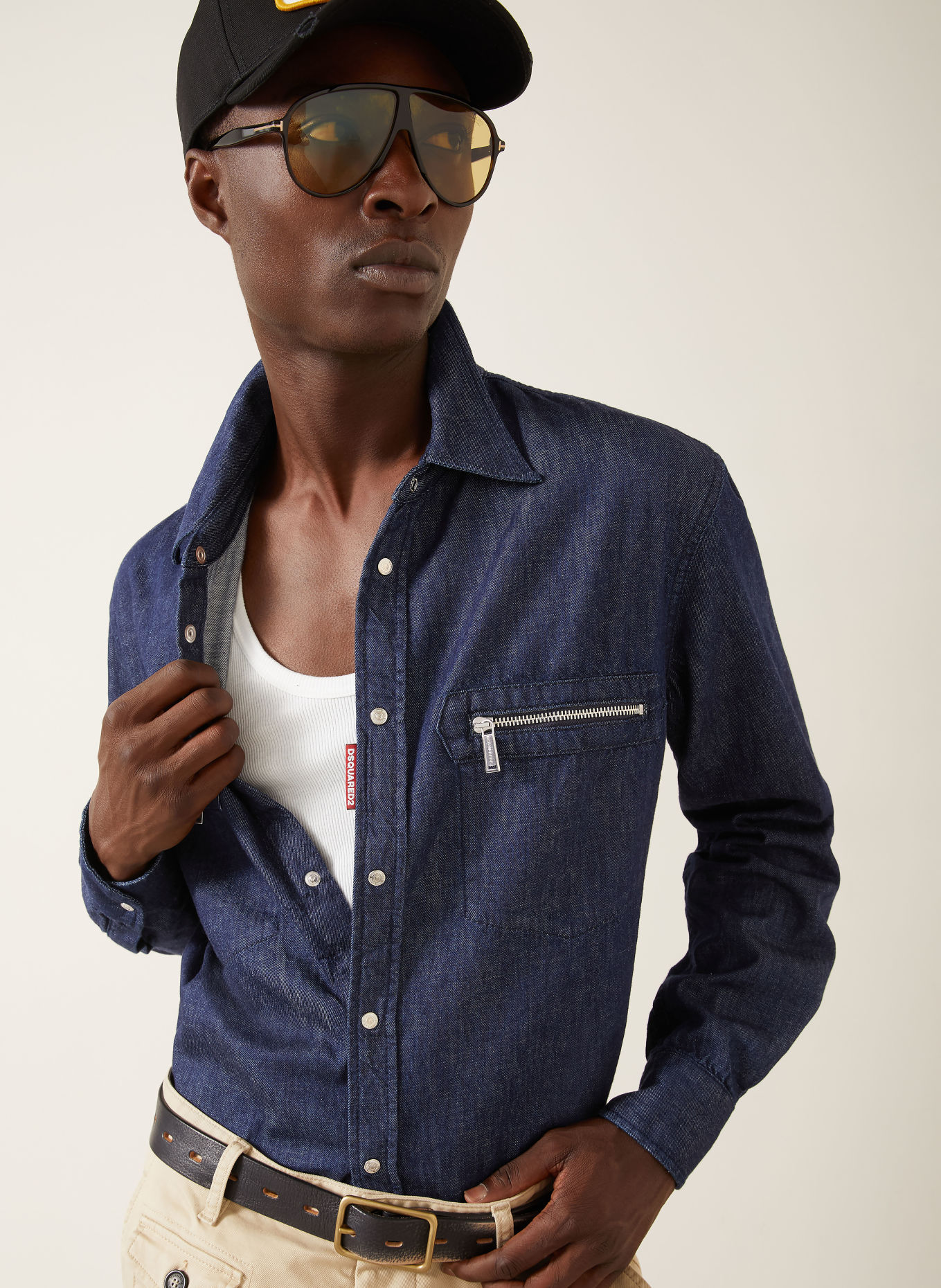 DSQUARED2 Jeanshemd Comfort Fit: DUNKELBLAU