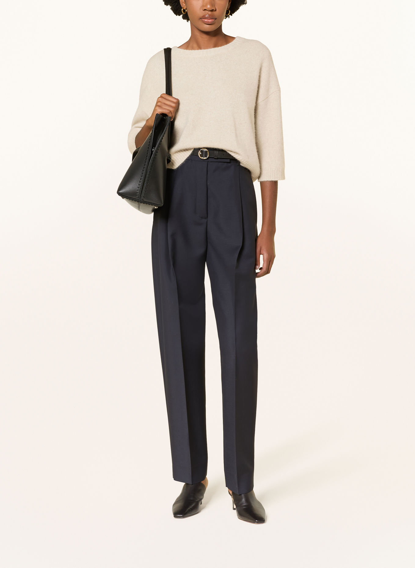 LOULOU DE SAISON AZALI Sweater with 3/4-Length Sleeves: CREAM