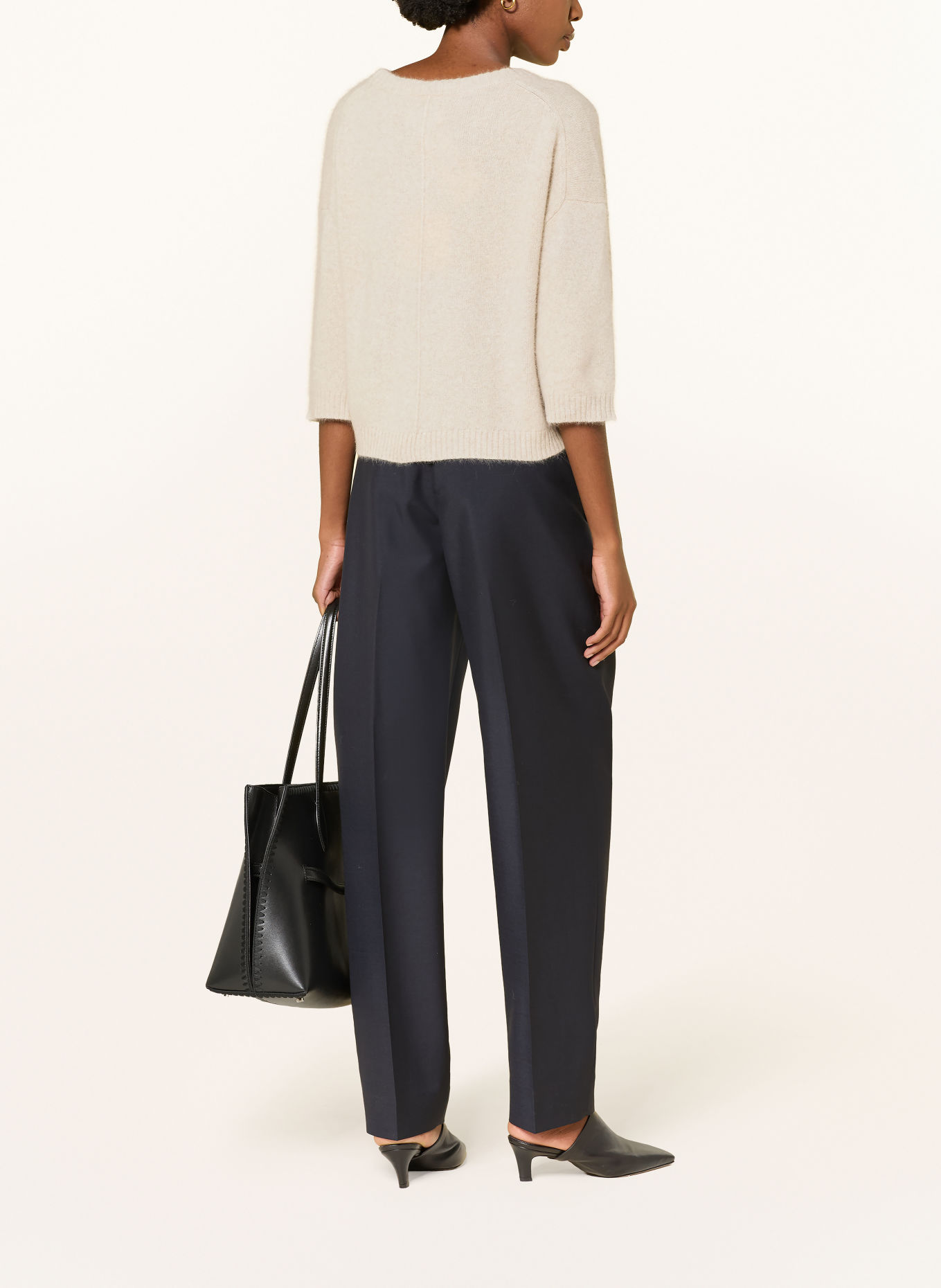 LOULOU DE SAISON AZALI Sweater with 3/4-Length Sleeves: CREAM