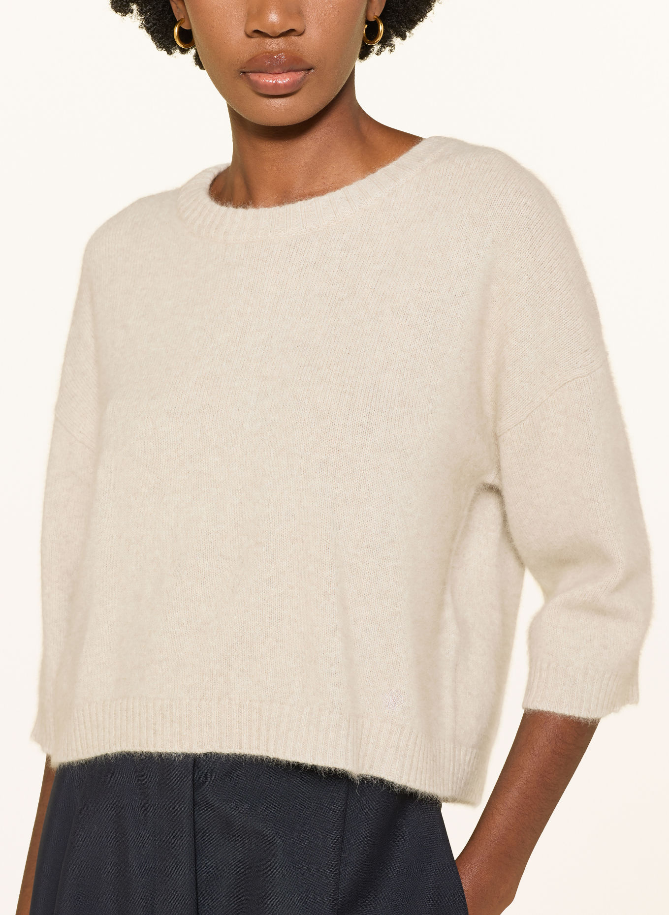 LOULOU DE SAISON AZALI Sweater with 3/4-Length Sleeves: CREAM