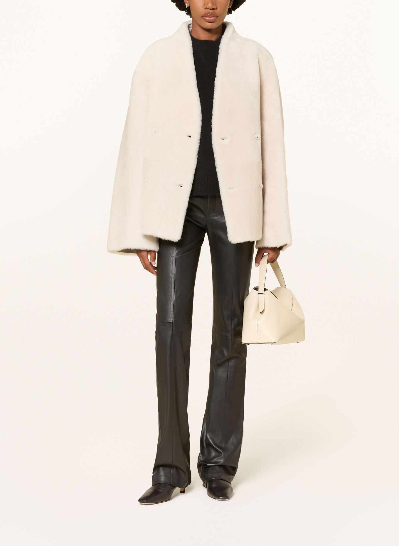 LOULOU DE SAISON Lederjacke CATHERINE zum Wenden: ECRU