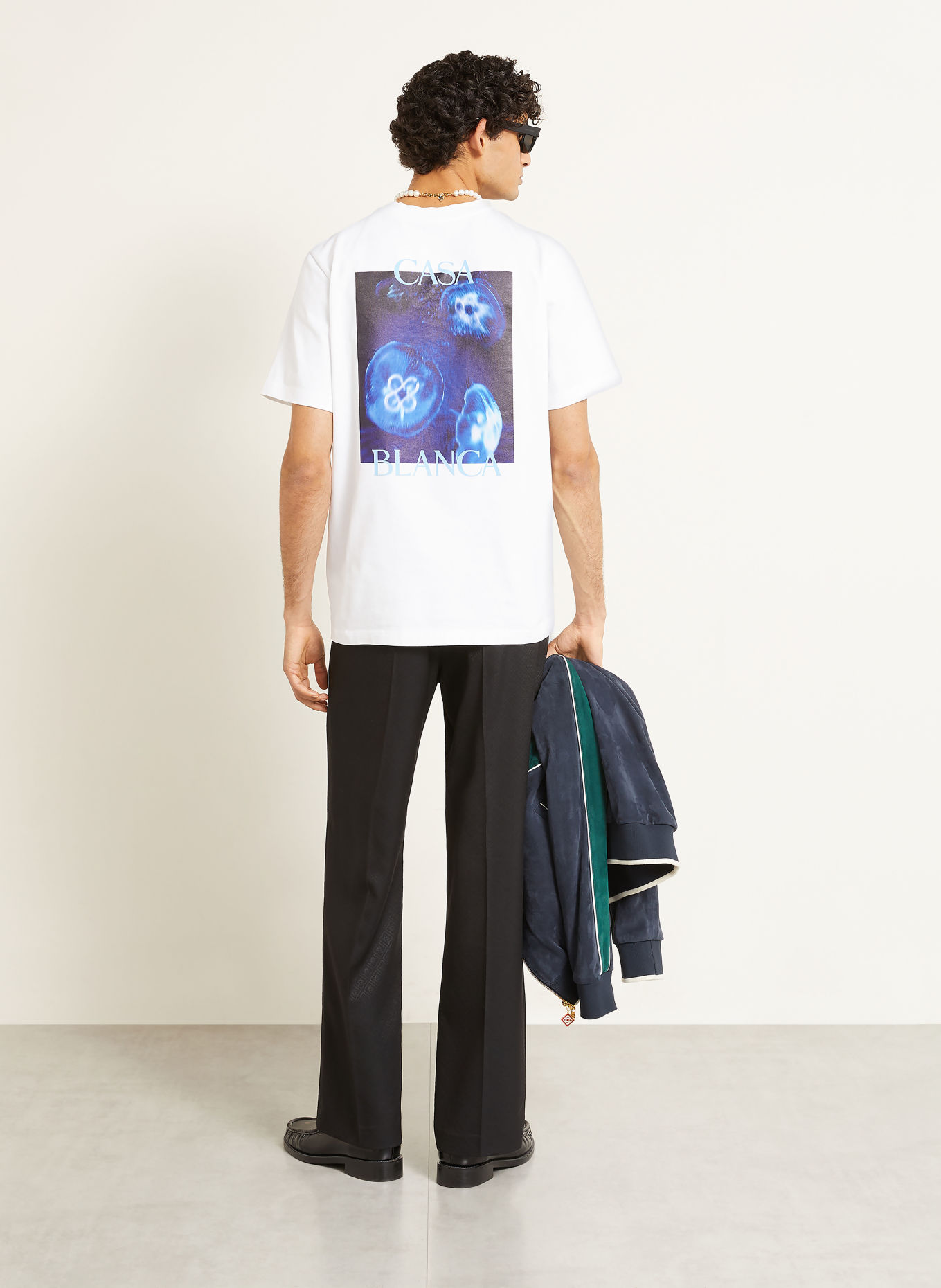 Casablanca T-shirt: BLANC / BLEU CLAIR / BLEU FONCÉ