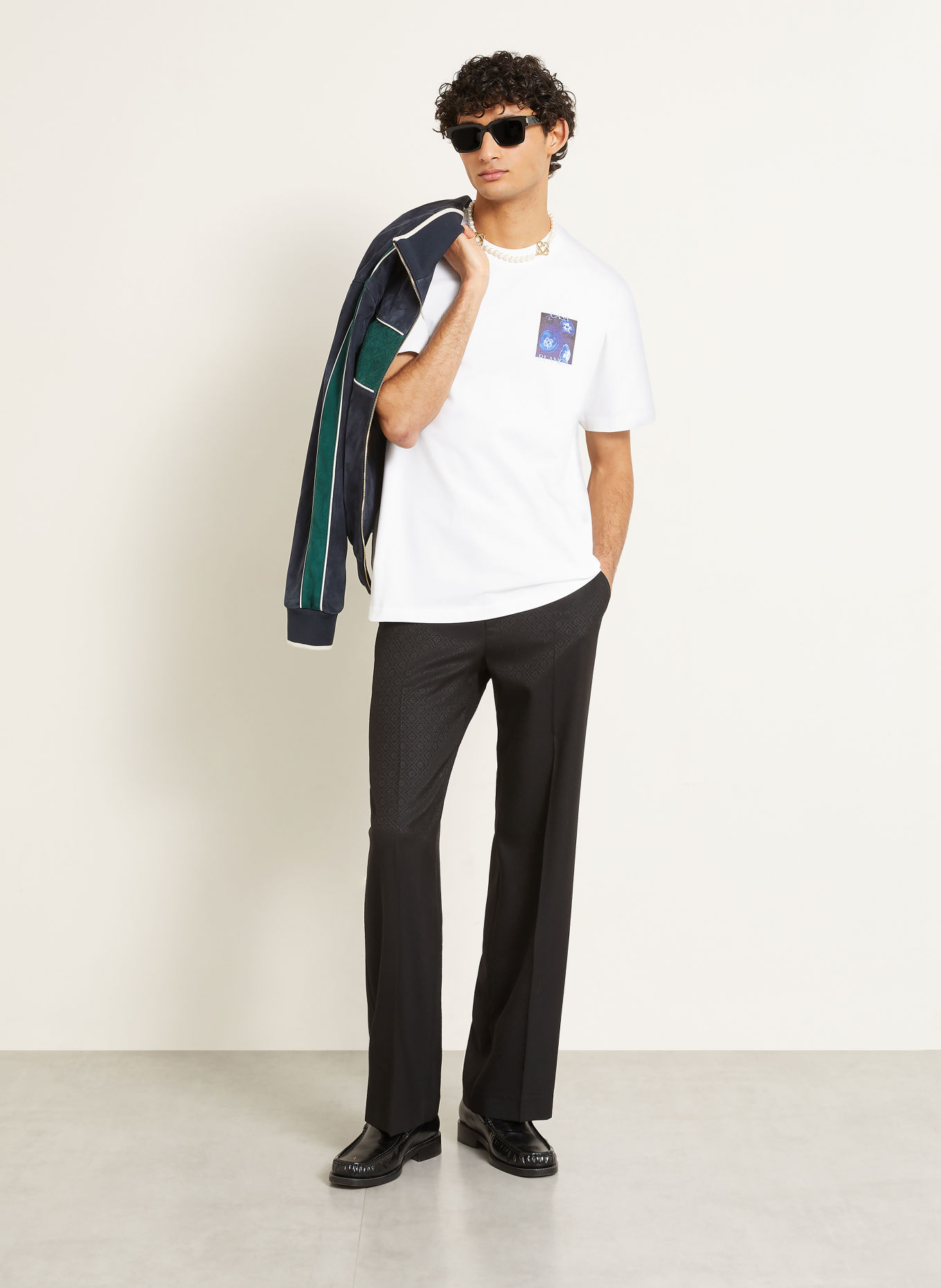Casablanca T-shirt: BLANC / BLEU CLAIR / BLEU FONCÉ