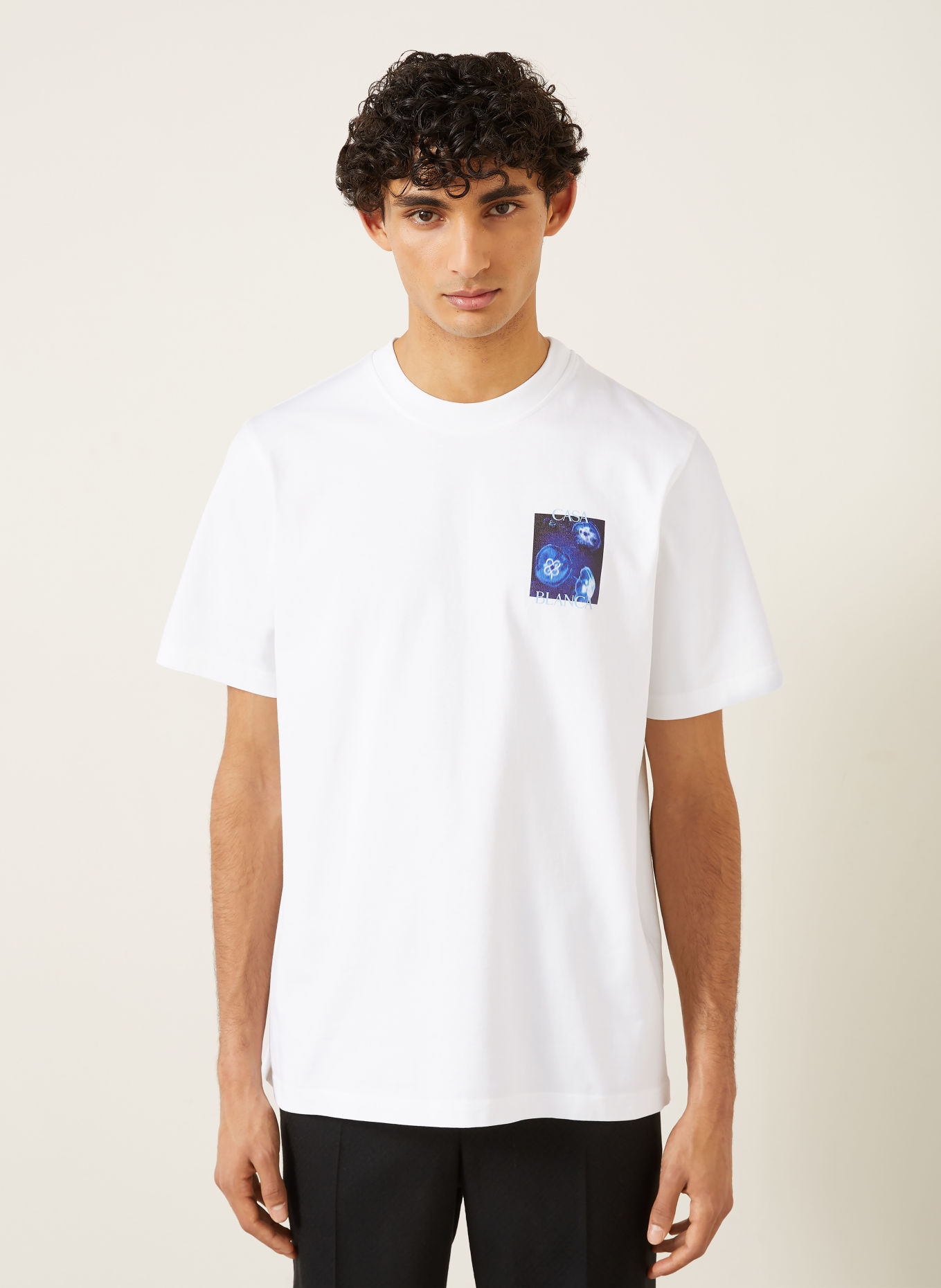 Casablanca T-shirt: BLANC / BLEU CLAIR / BLEU FONCÉ
