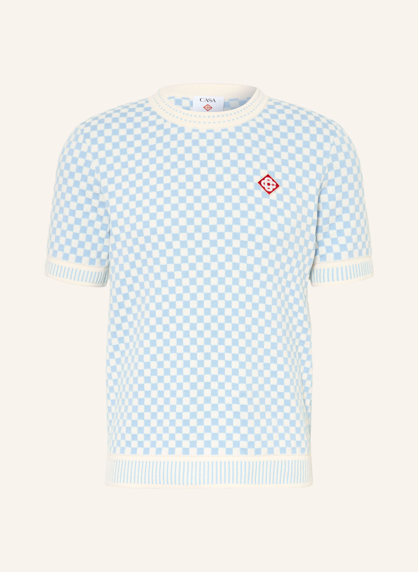 Casablanca Haut en maille: BLEU CLAIR / CRÈME