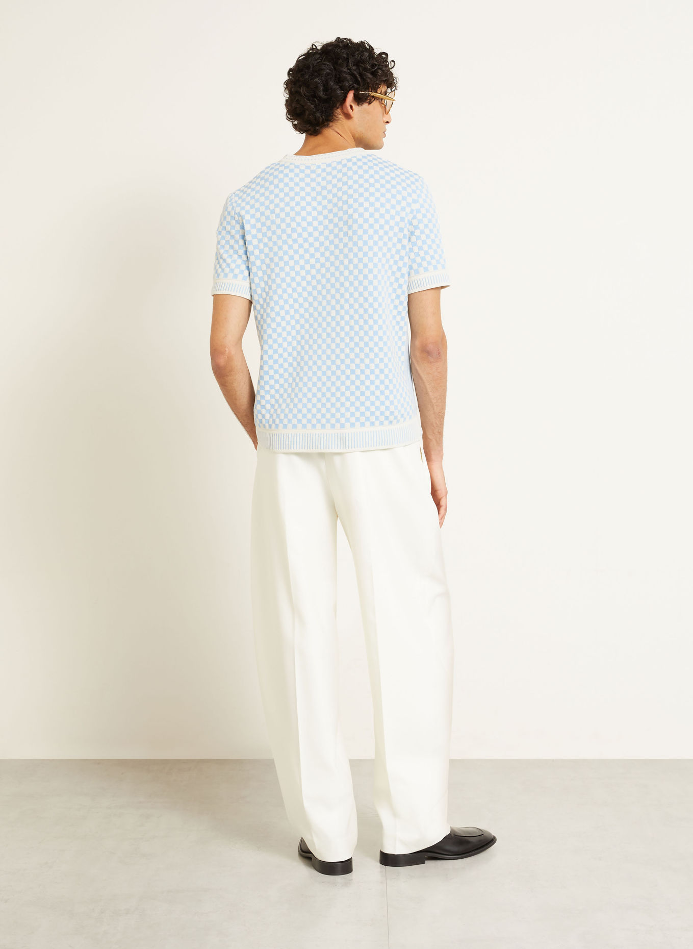 Casablanca Haut en maille: BLEU CLAIR / CRÈME