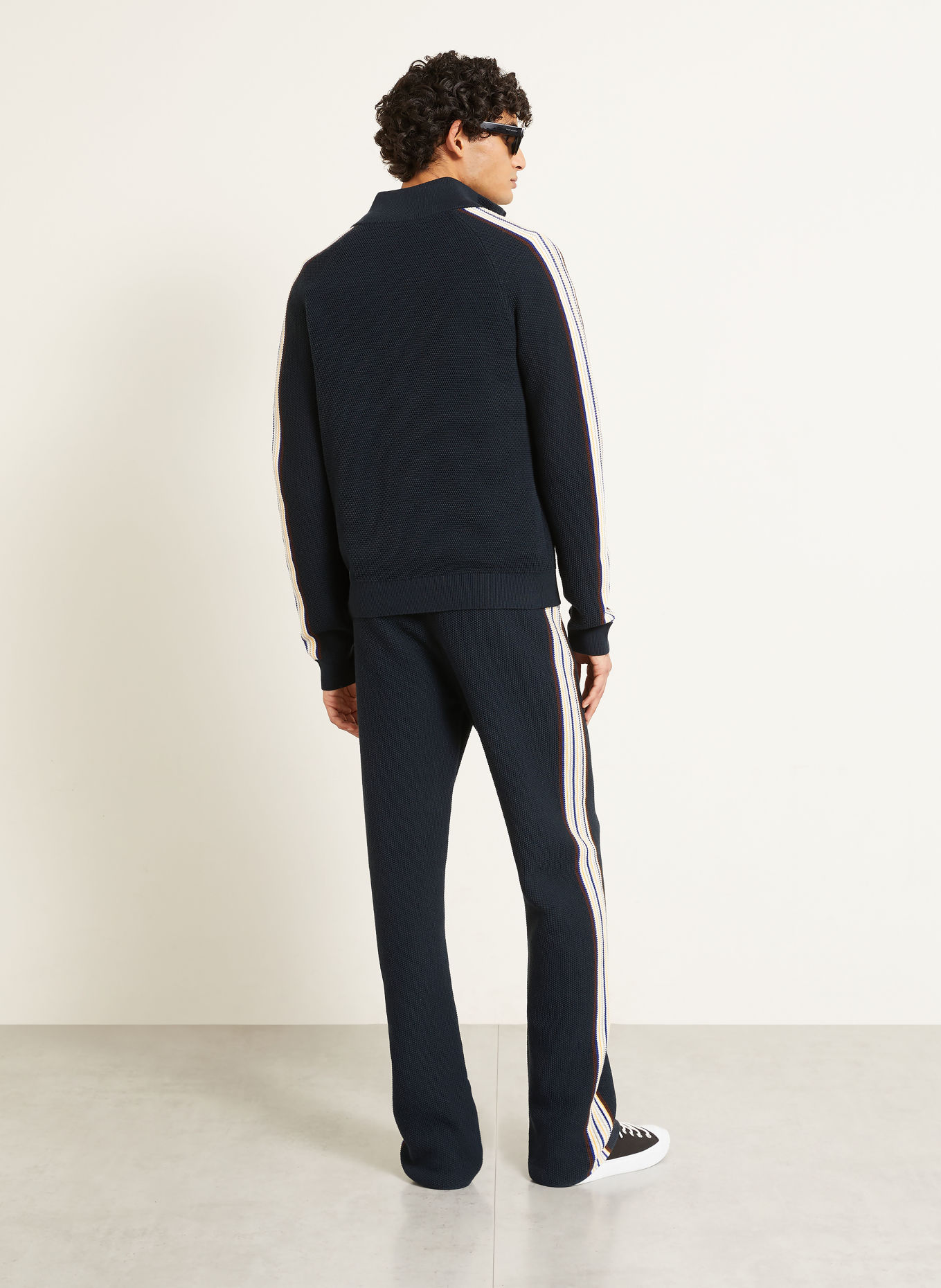 Casablanca Gilet à rayures en galon: BLEU FONCÉ / JAUNE / BLANC