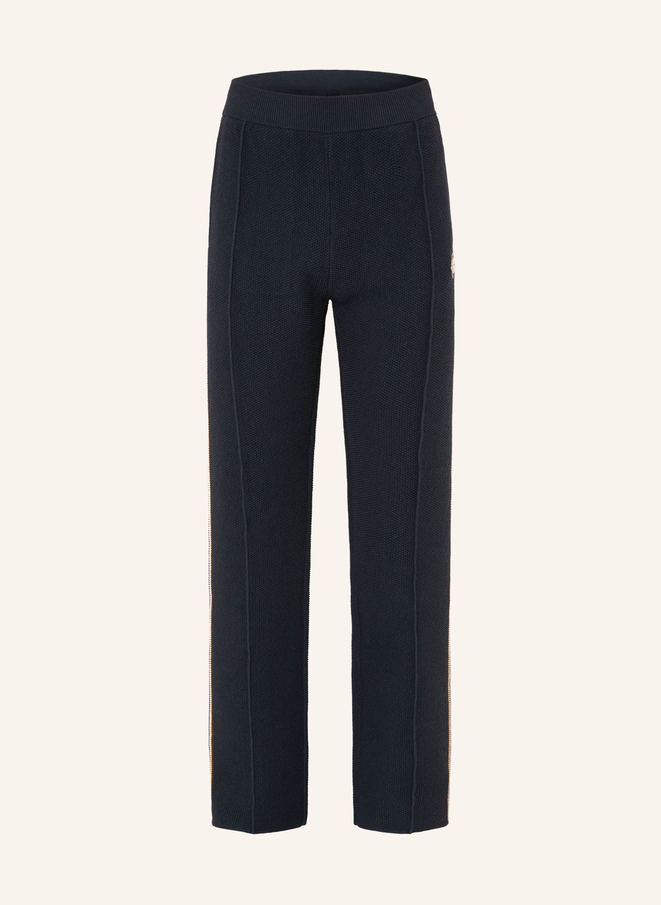 Casablanca Pantalon en maille avec bandes de galon: BLEU FONCÉ / CRÈME / JAUNE