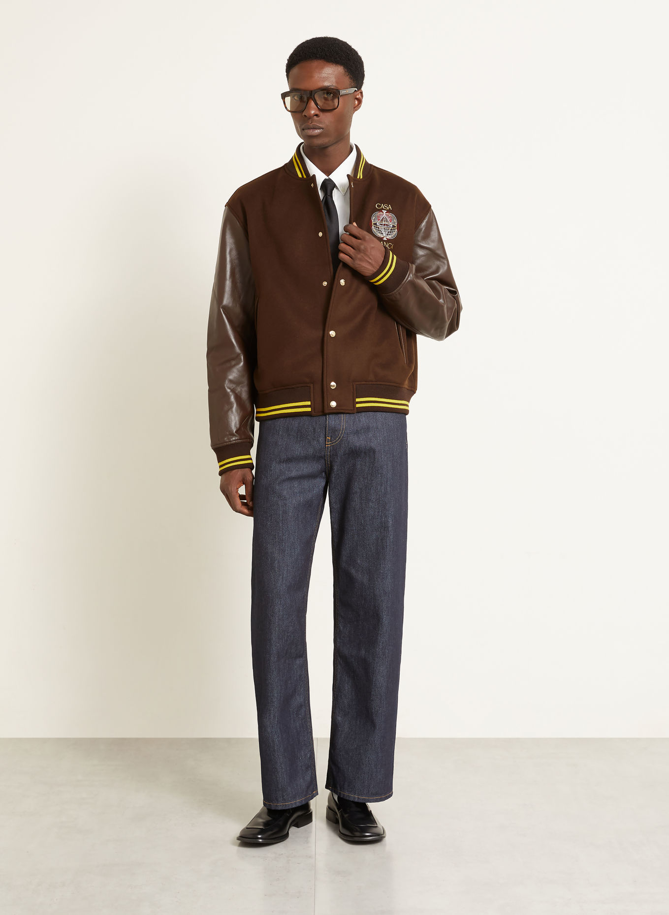 Casablanca College-Jacke: DUNKELBRAUN / DUNKELGELB