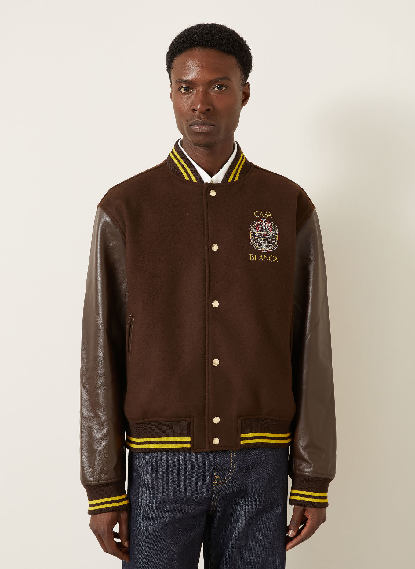 Casablanca College-Jacke: DUNKELBRAUN / DUNKELGELB