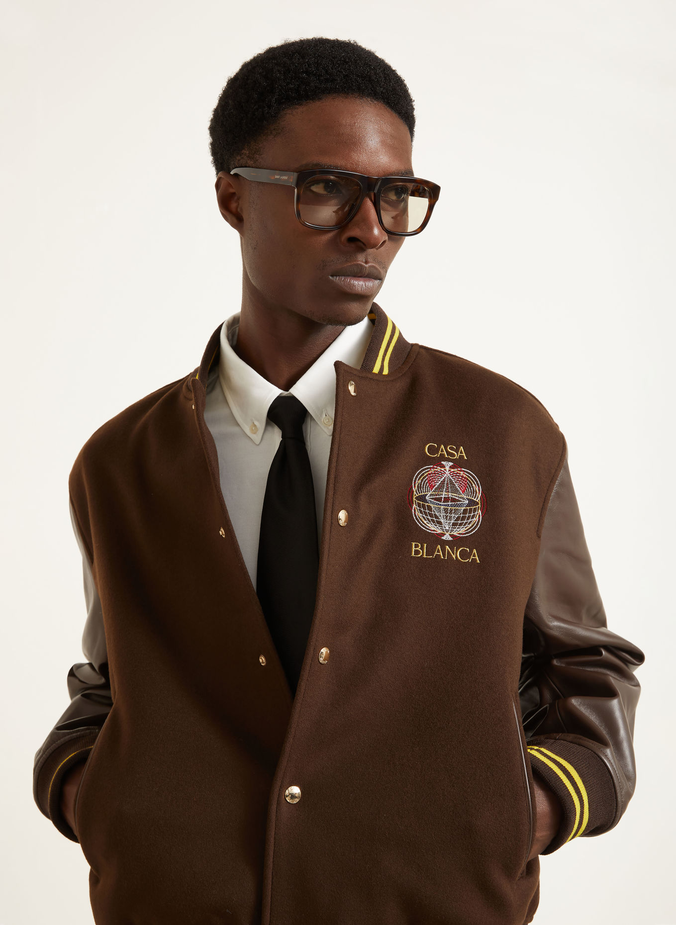 Casablanca College-Jacke: DUNKELBRAUN / DUNKELGELB