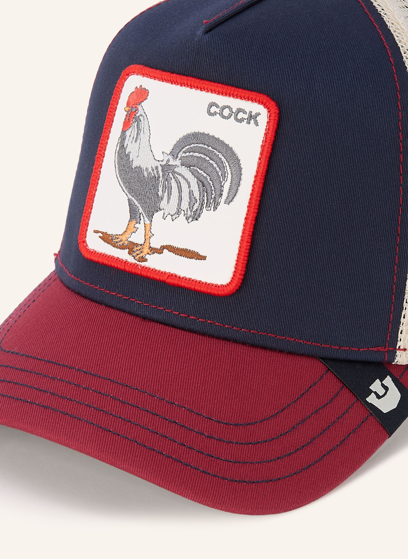 GOORIN BROS. ROOSTER TRUCKER Cap: DARK BLUE / CREAM / DARK RED