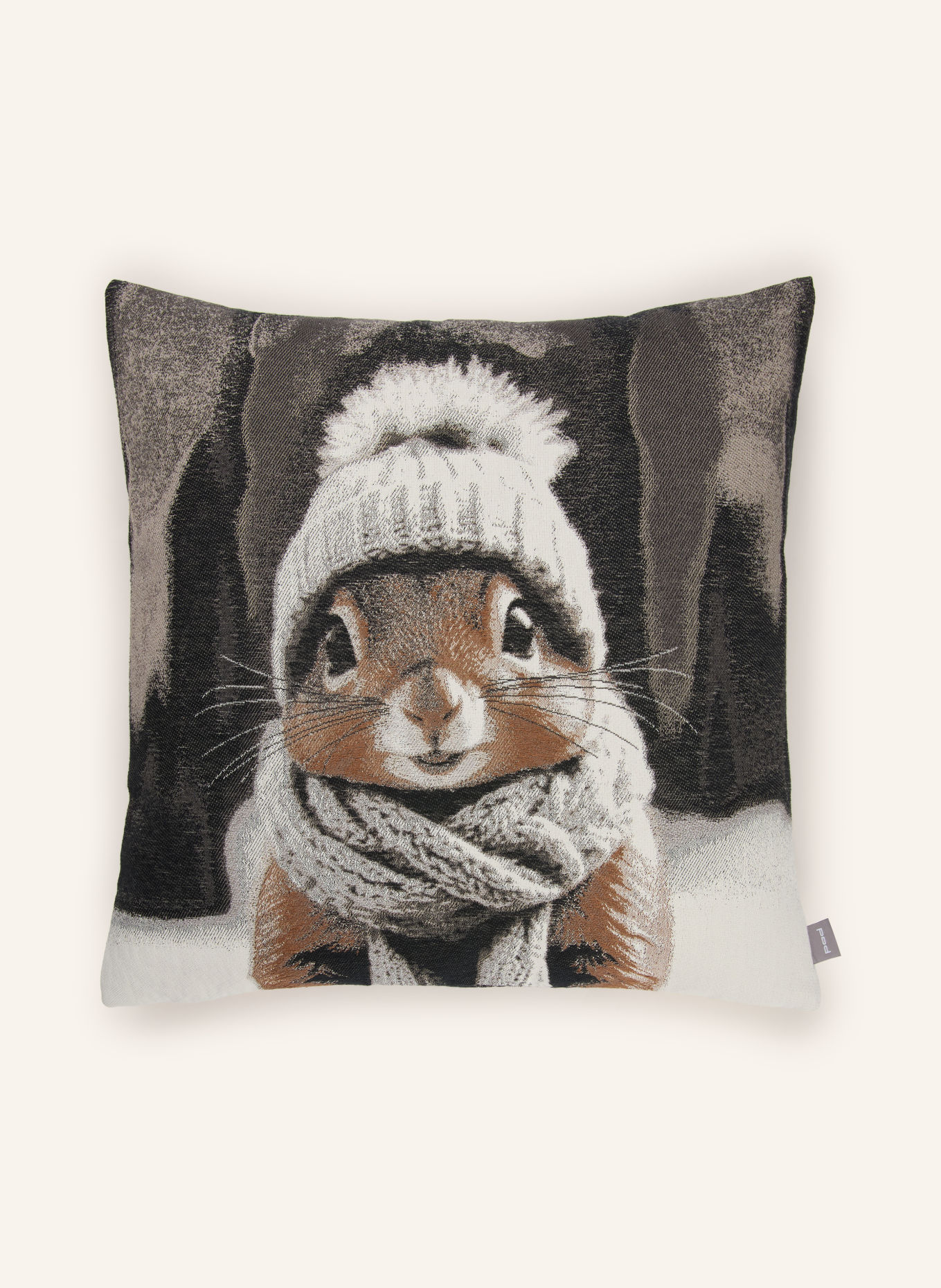 PAD Sierkussenhoes SQUIRREL: GRIJS / LICHTBRUIN / CRÈME
