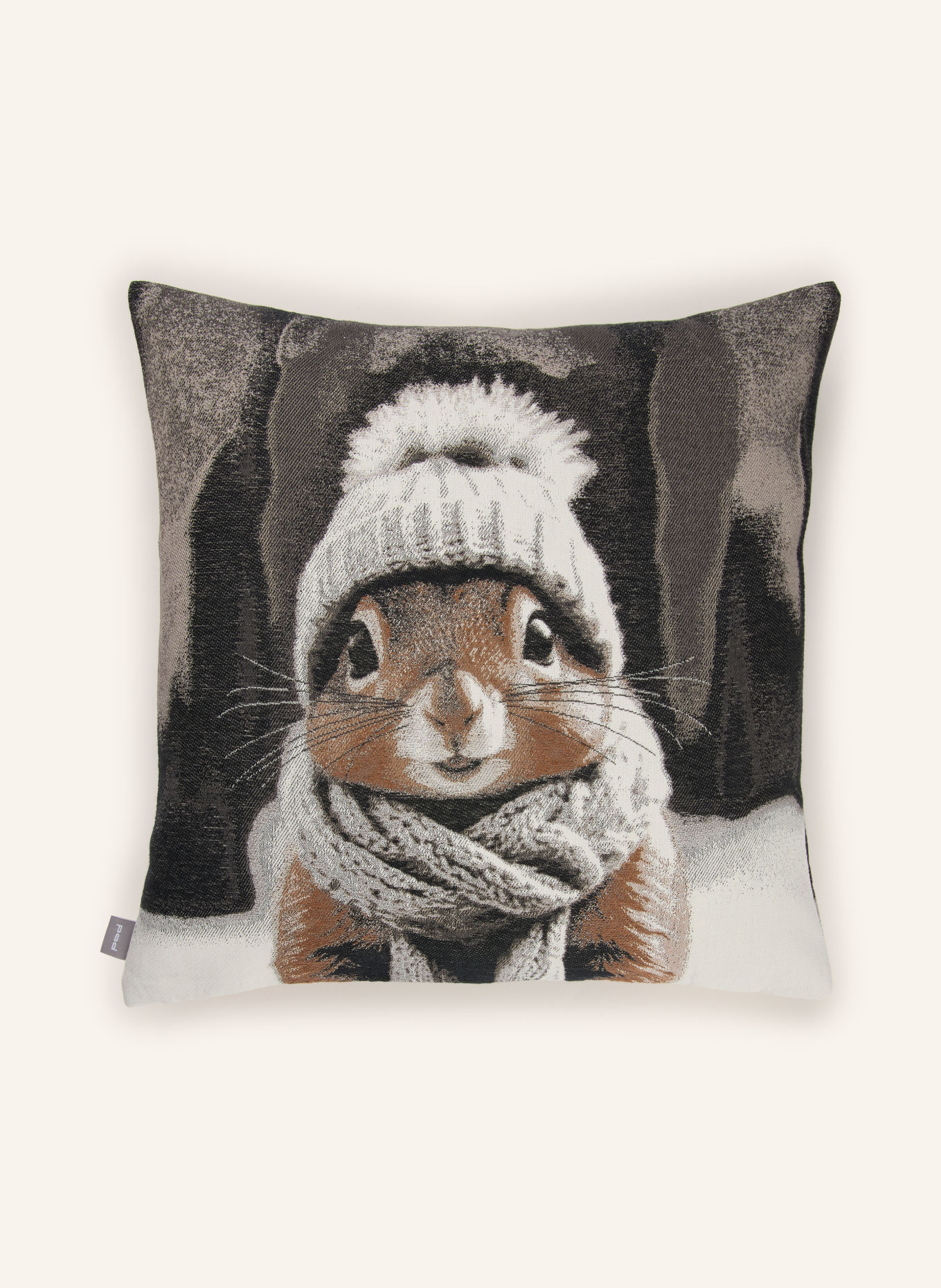 PAD Sierkussenhoes SQUIRREL: GRIJS / LICHTBRUIN / CRÈME