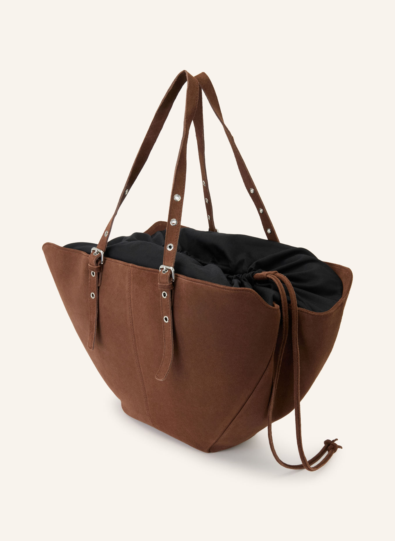 NÚNOO Sac cabas NORA: MARRON / ARGENT / NOIR
