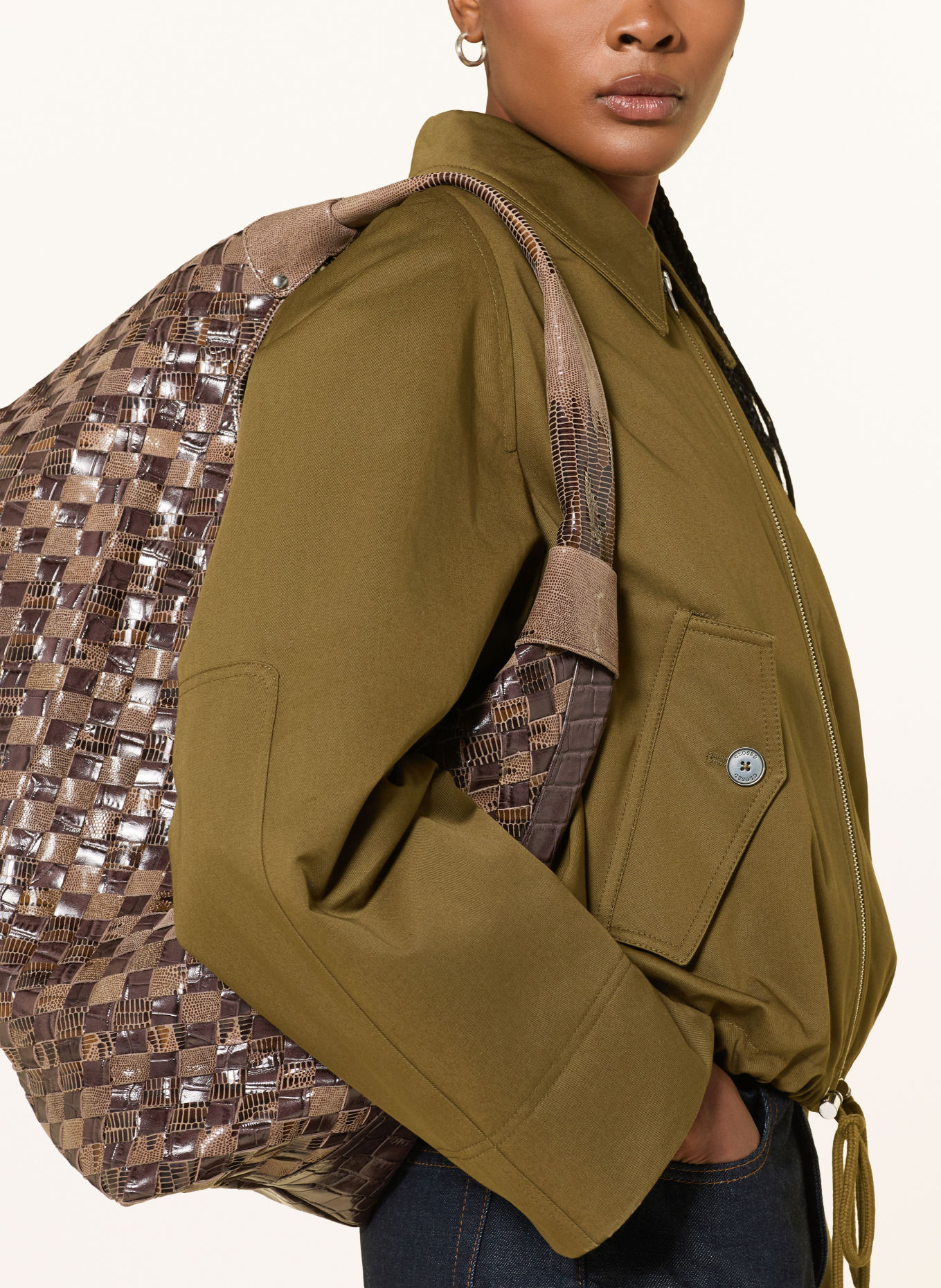 NÚNOO DANDY LARGE Shoulder bag: DARK BROWN / BEIGE