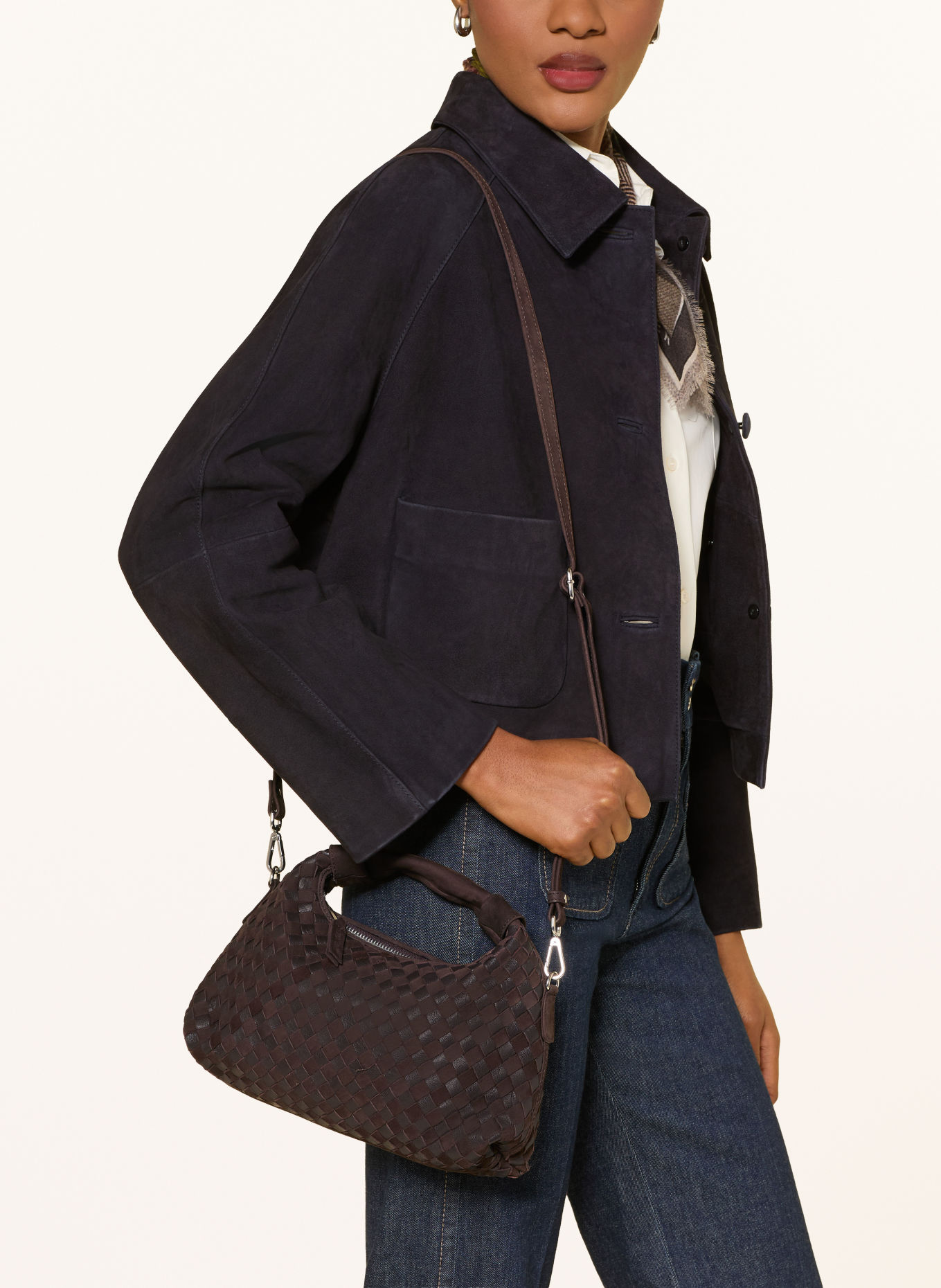 NÚNOO DANDY Handbag: DARK BROWN / SILVER