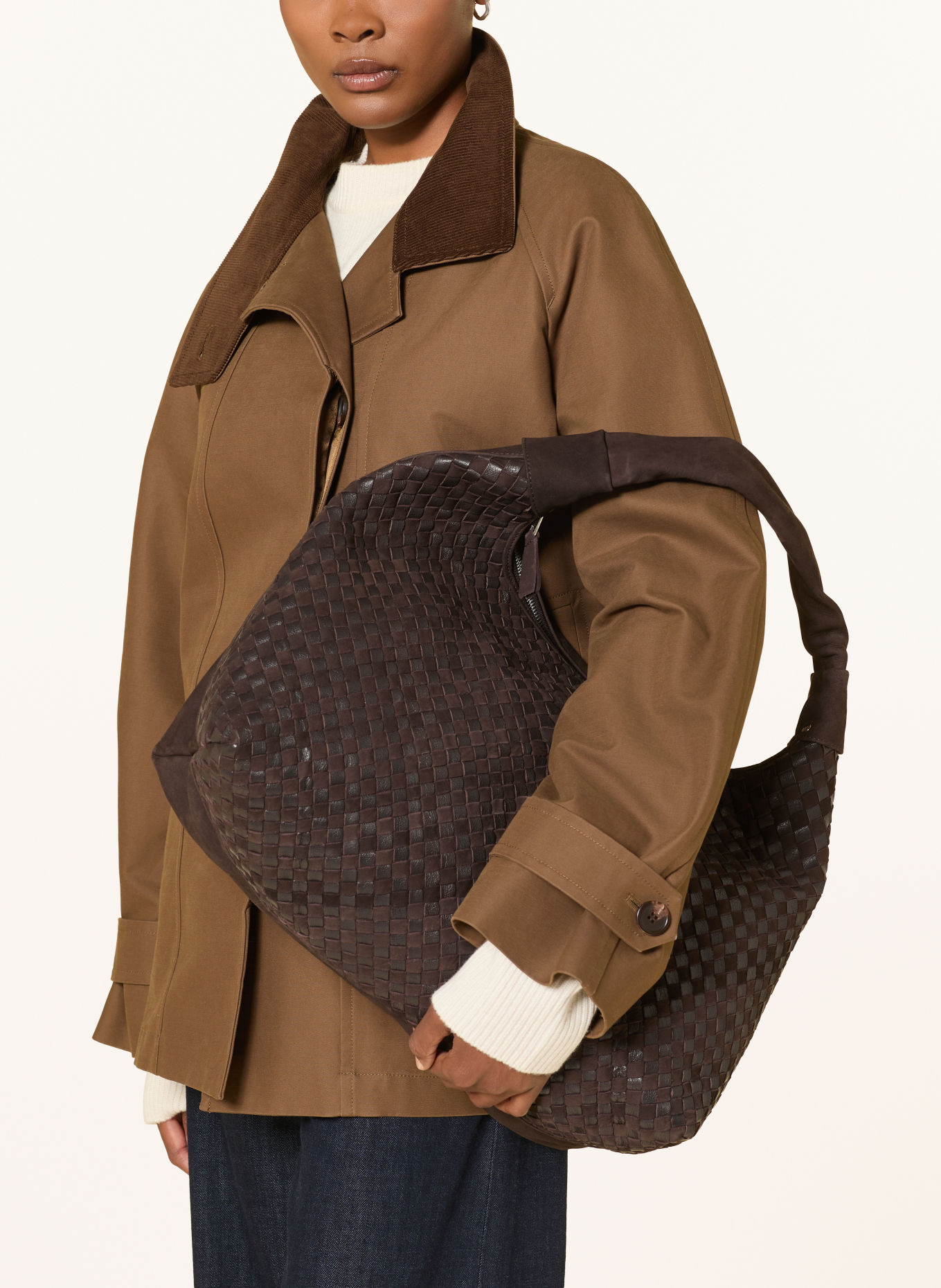 NÚNOO DANDY LARGE Shoulder bag: DARK BROWN / SILVER