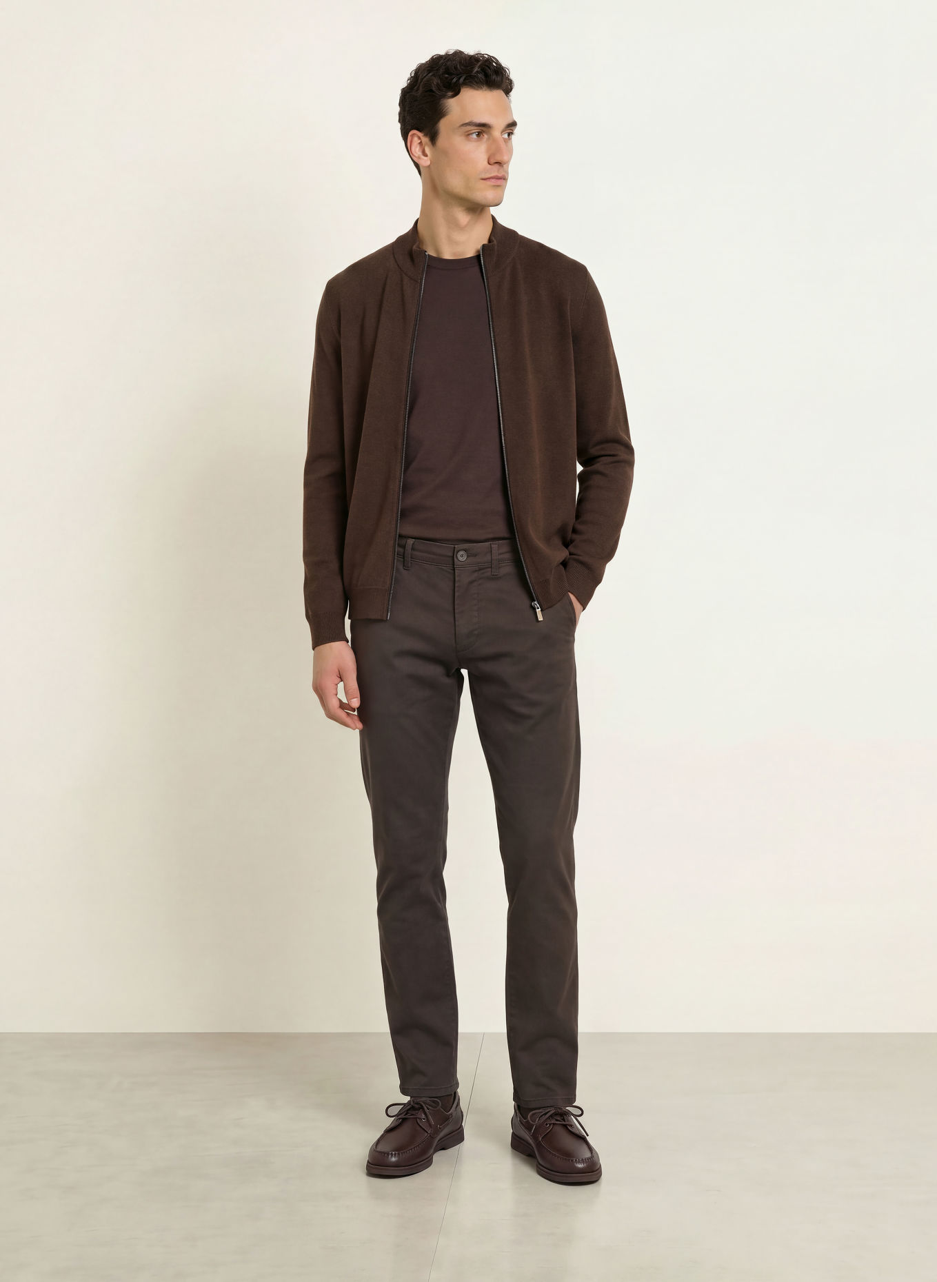 RAGMAN Cardigan: DARK BROWN