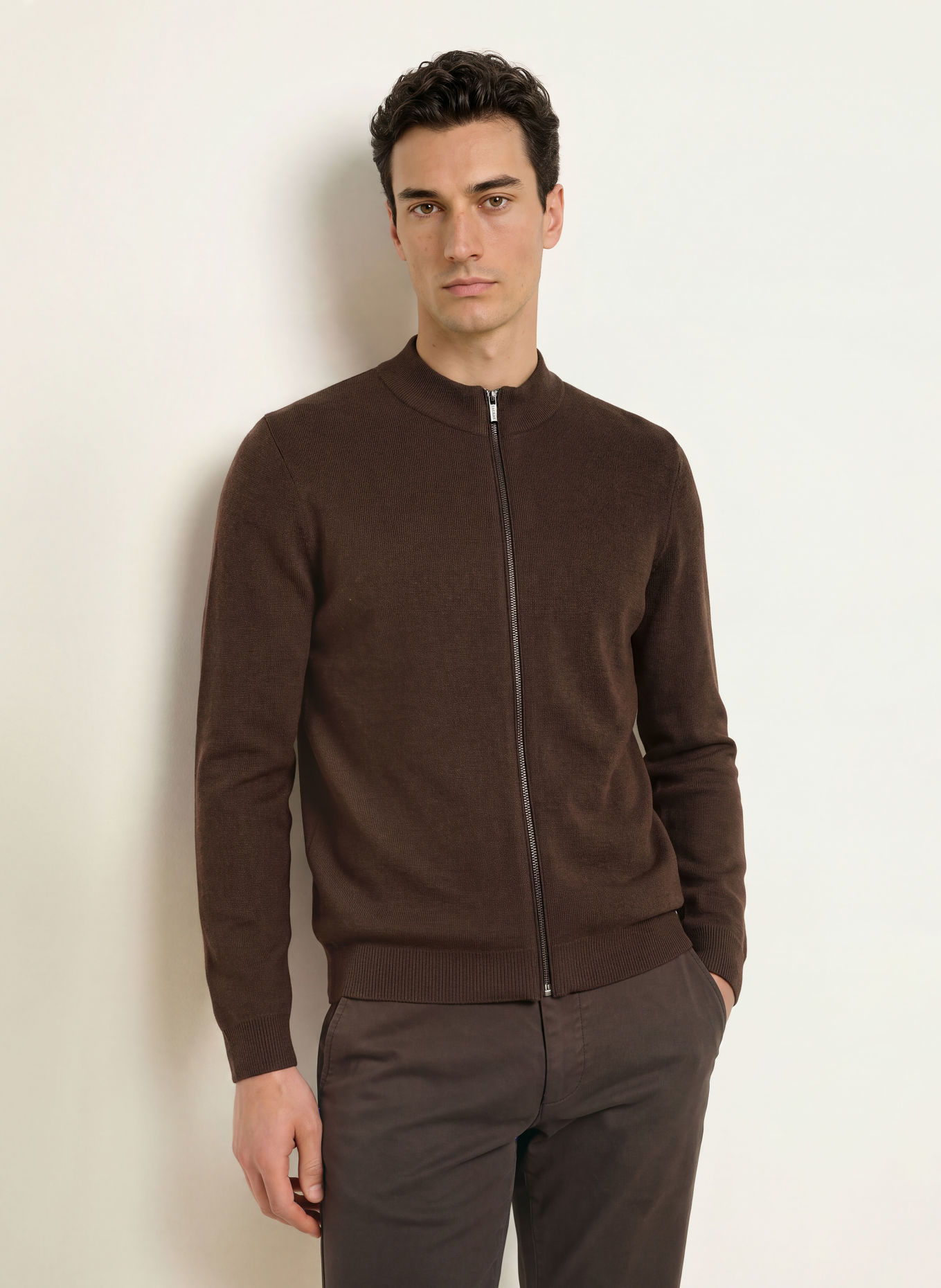 RAGMAN Cardigan: DARK BROWN