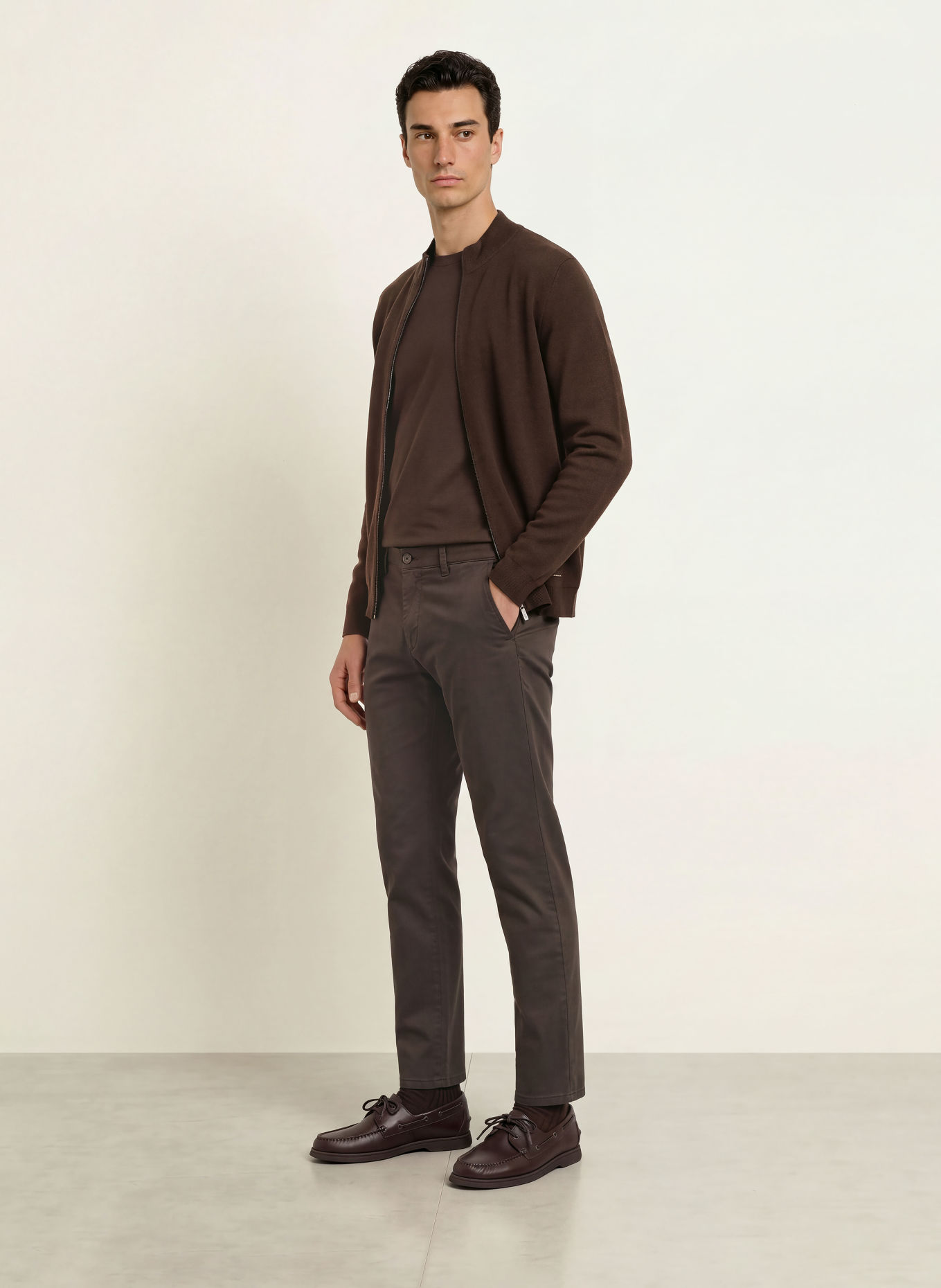 RAGMAN Cardigan: DARK BROWN