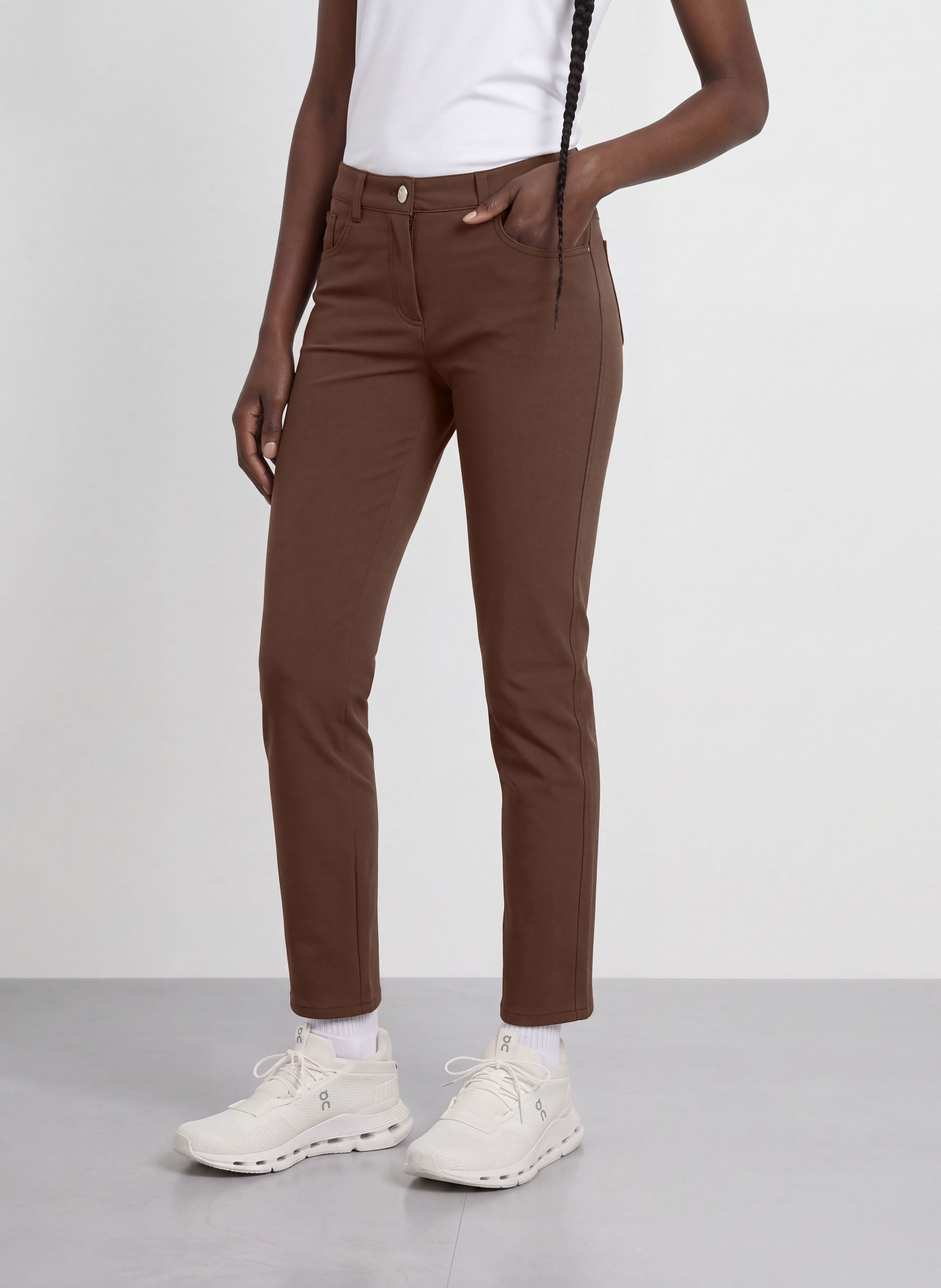 ALBERTO ANJA Golf Pants: DARK BROWN