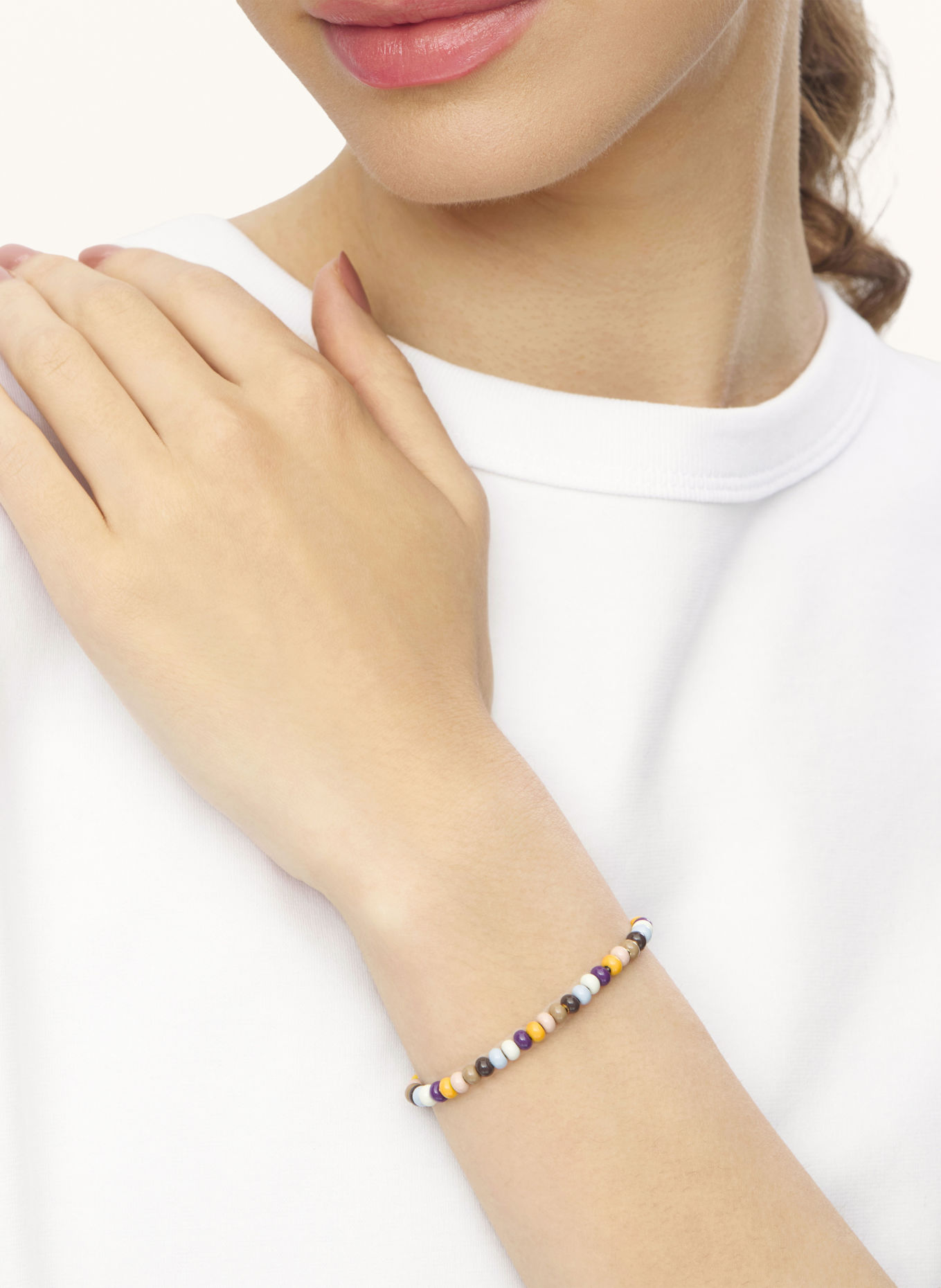 LULU Copenhagen Armband COLOR BALL: GOLD / DUNKELLILA / DUNKELGELB