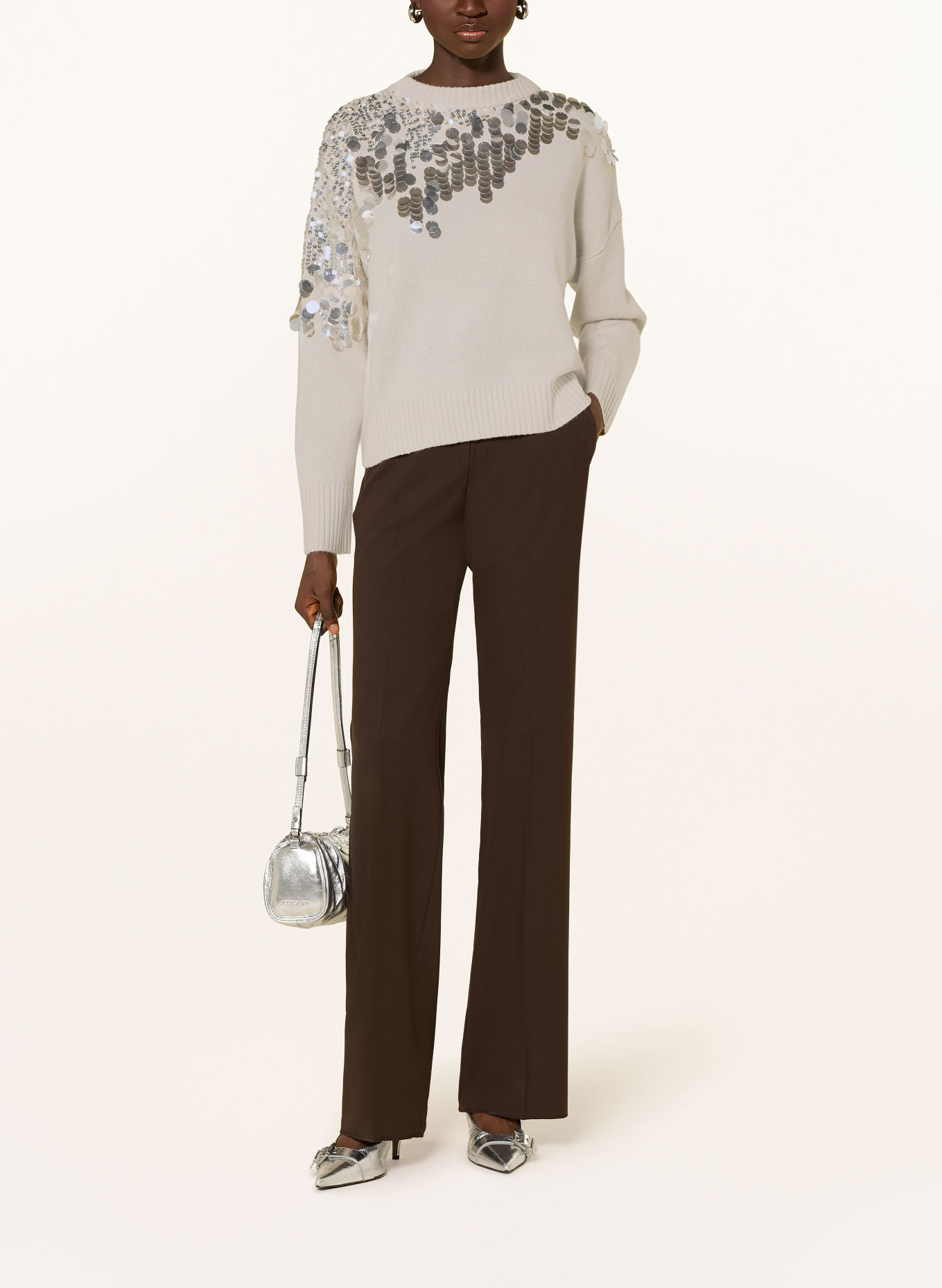 MARELLA Pull MLLCALCIO à paillettes: CRÈME