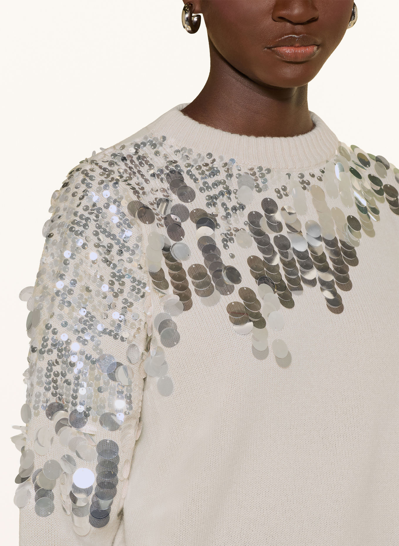 MARELLA Pull MLLCALCIO à paillettes: CRÈME