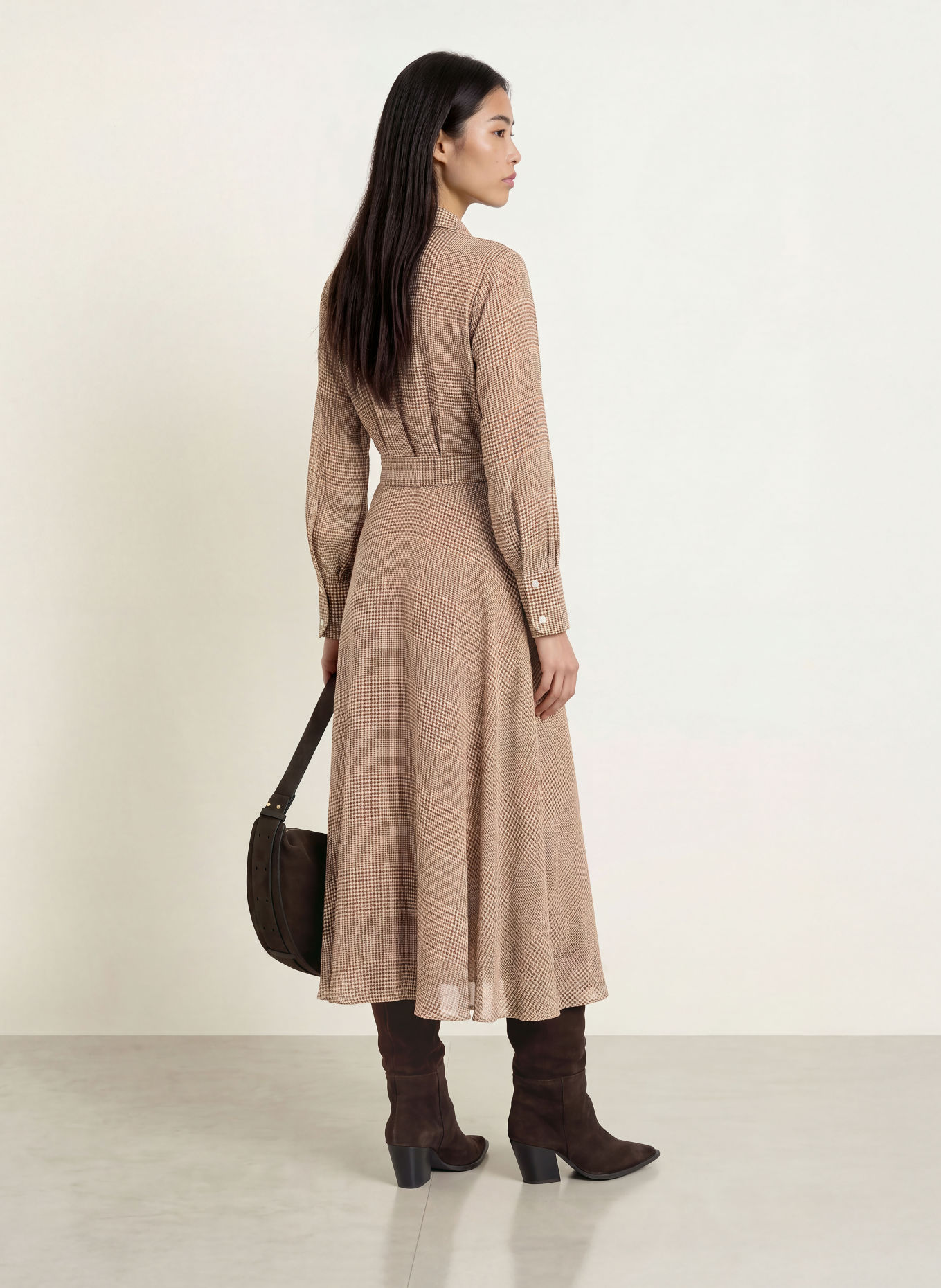 MARELLA Robe chemise MLLUTILE: MARRON / CHAMEAU / NOIR