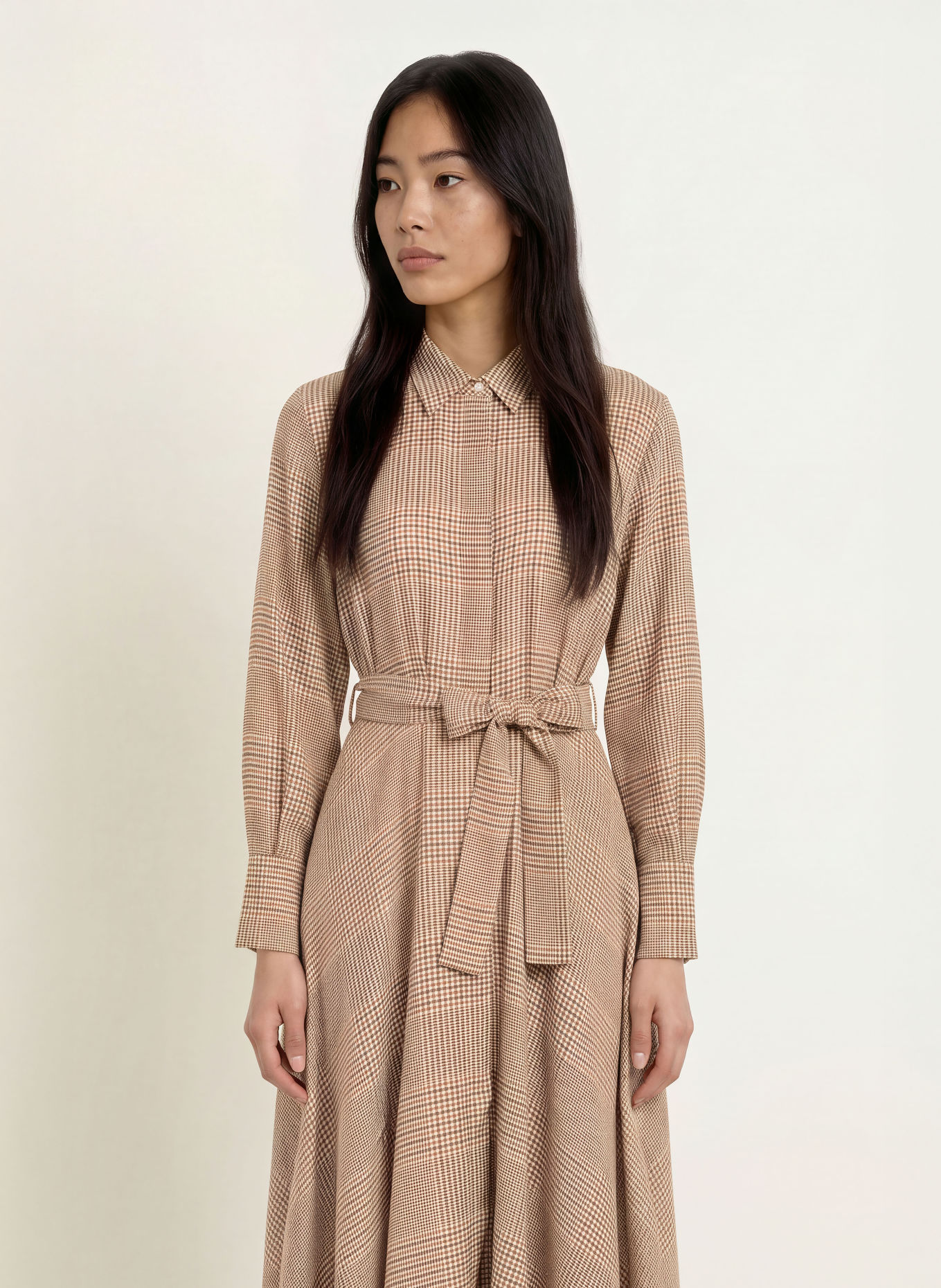 MARELLA Robe chemise MLLUTILE: MARRON / CHAMEAU / NOIR