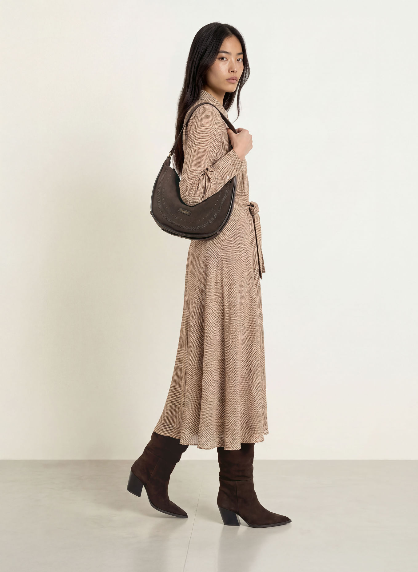 MARELLA Robe chemise MLLUTILE: MARRON / CHAMEAU / NOIR