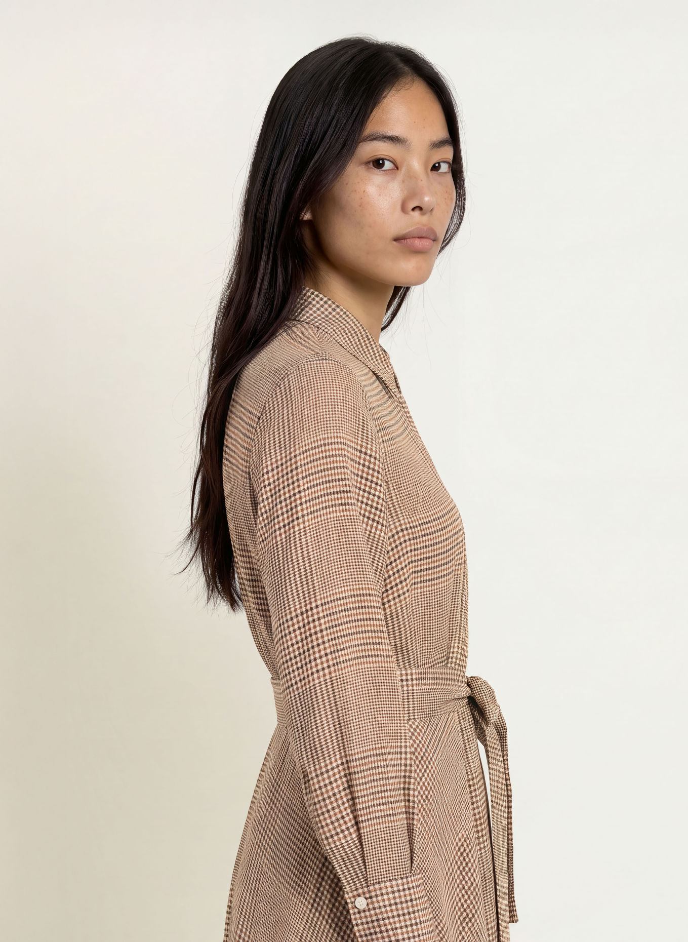 MARELLA Robe chemise MLLUTILE: MARRON / CHAMEAU / NOIR