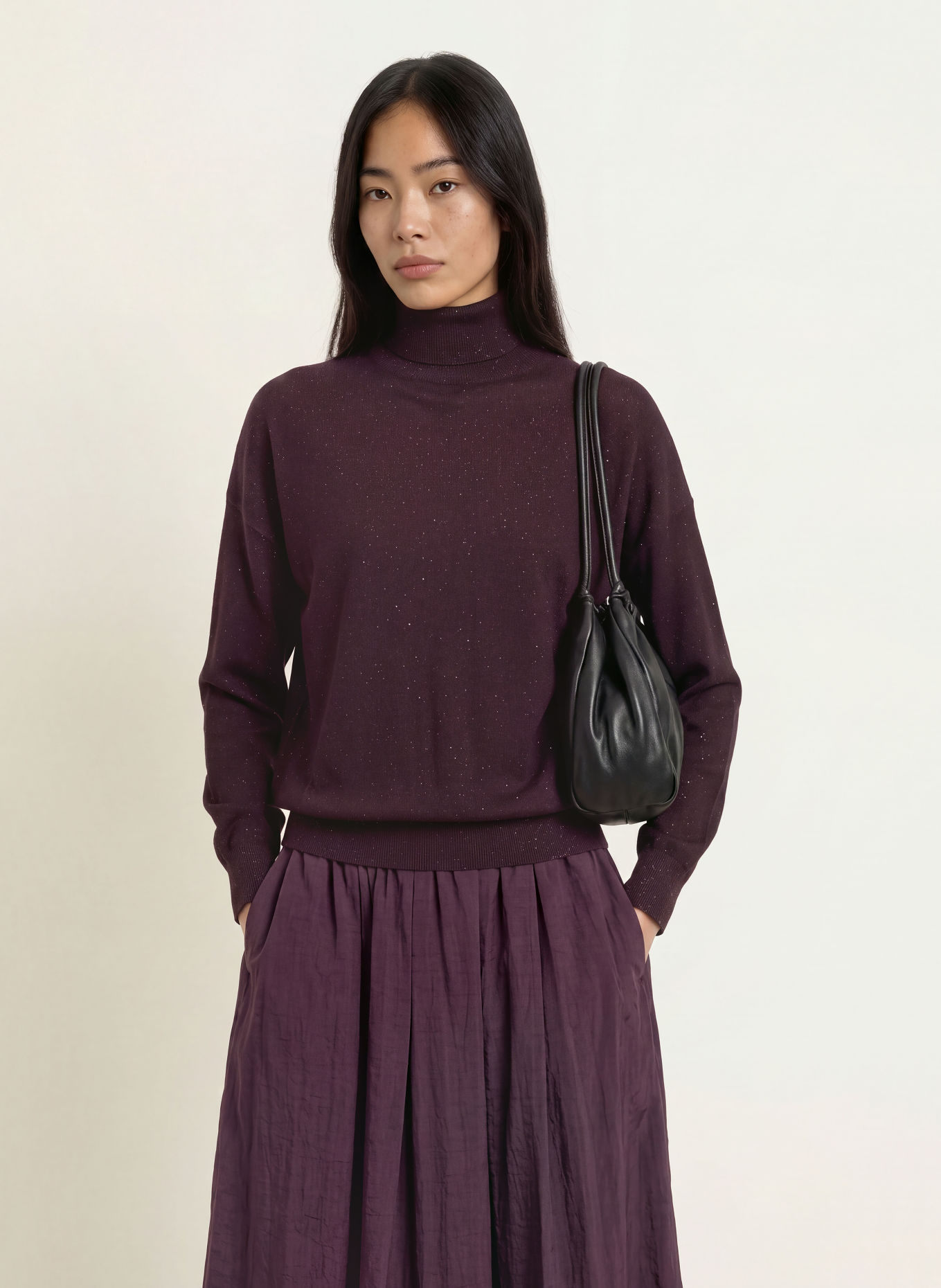 MARELLA Pull à col roulé MLLGESTO avec paillettes et fil pailleté: LILAS FONCÉ