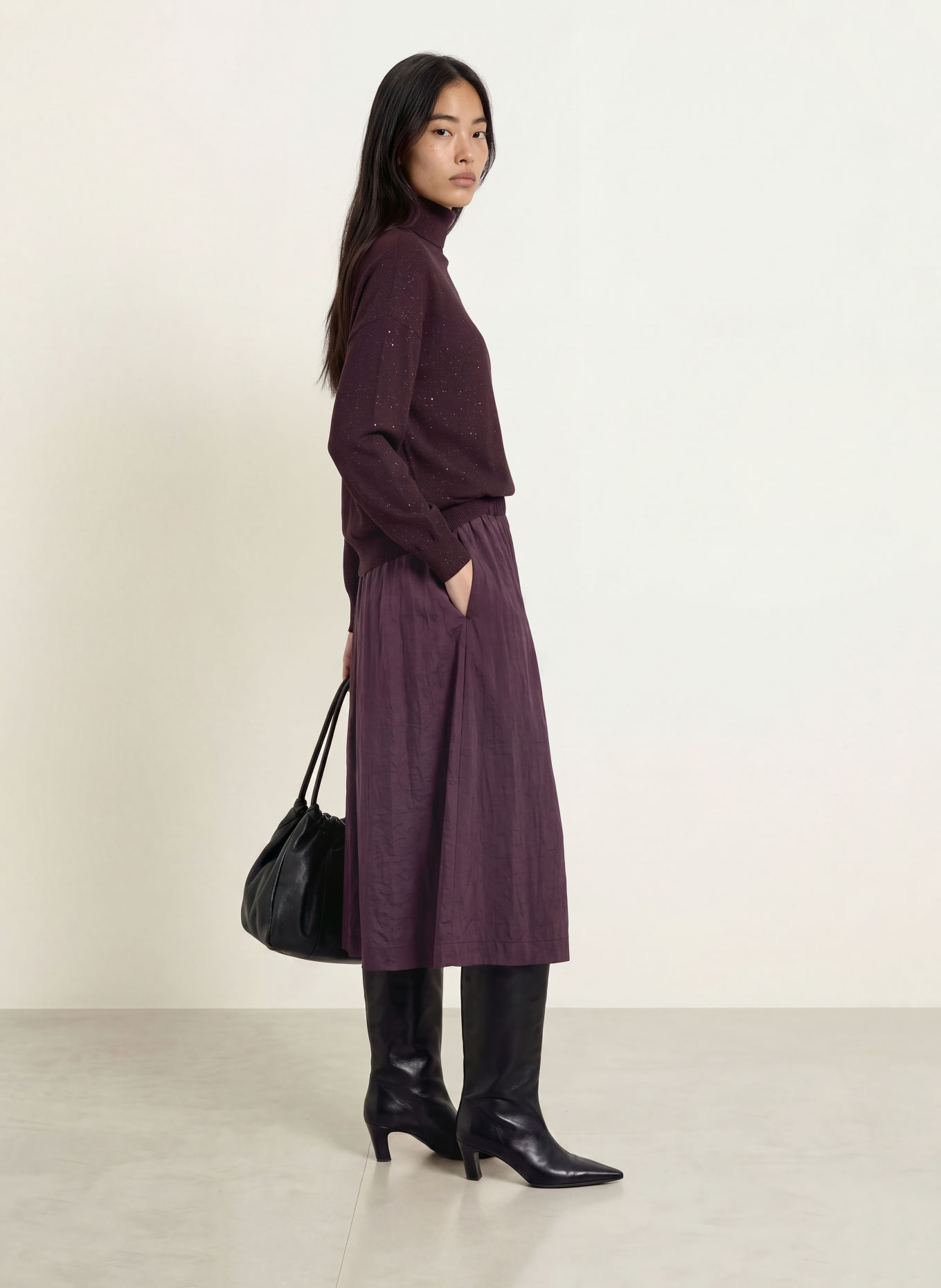 MARELLA Pull à col roulé MLLGESTO avec paillettes et fil pailleté: LILAS FONCÉ