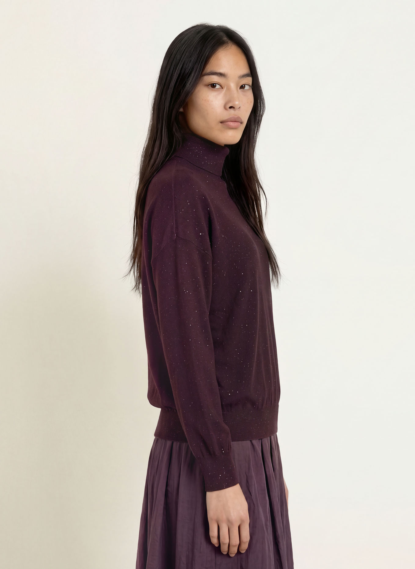 MARELLA Pull à col roulé MLLGESTO avec paillettes et fil pailleté: LILAS FONCÉ