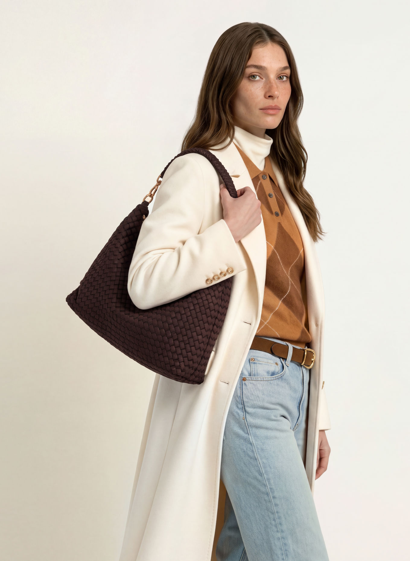 Naghedi PORTO HALF MOON MEDIUM Handbag: DARK BROWN